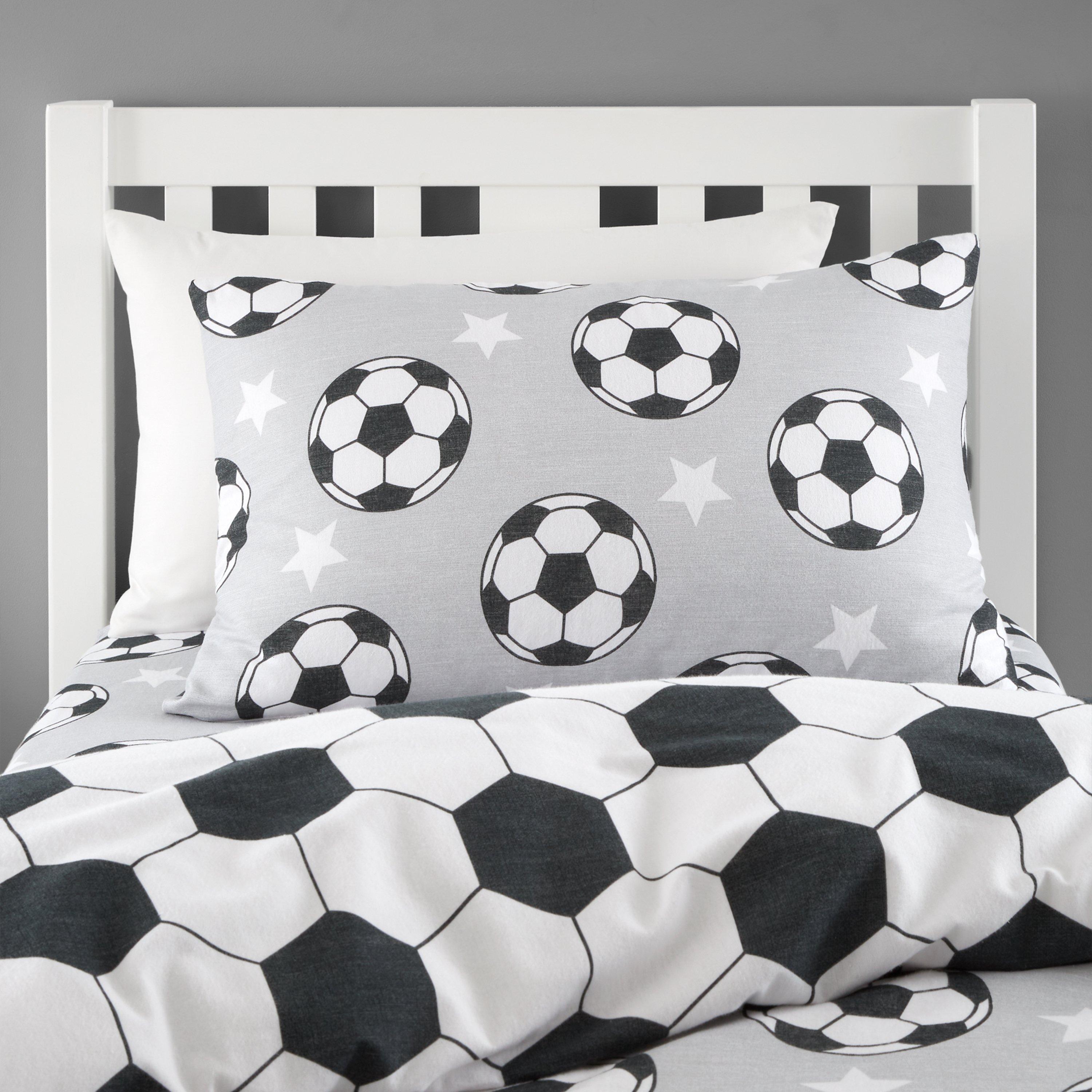 Grey - Catherine Lansfield - Brushed Cotton Football Stars Duvet Cover Set - 3