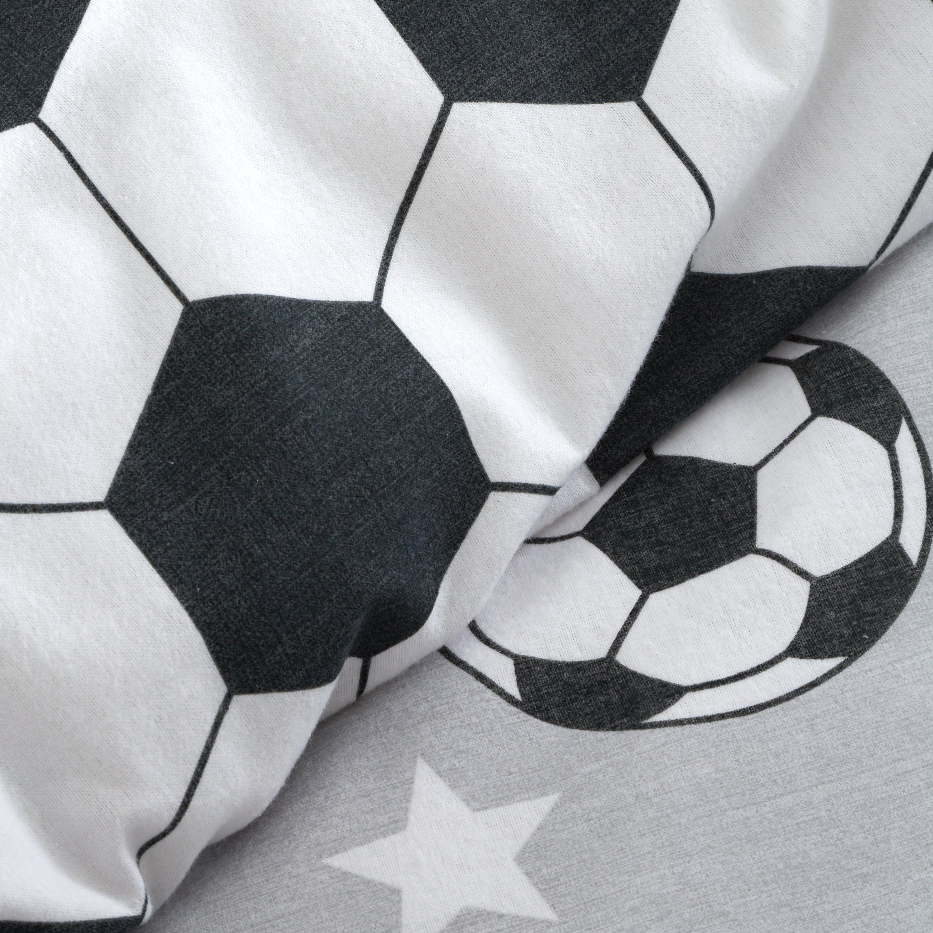 Grey - Catherine Lansfield - Brushed Cotton Football Stars Duvet Cover Set - 4