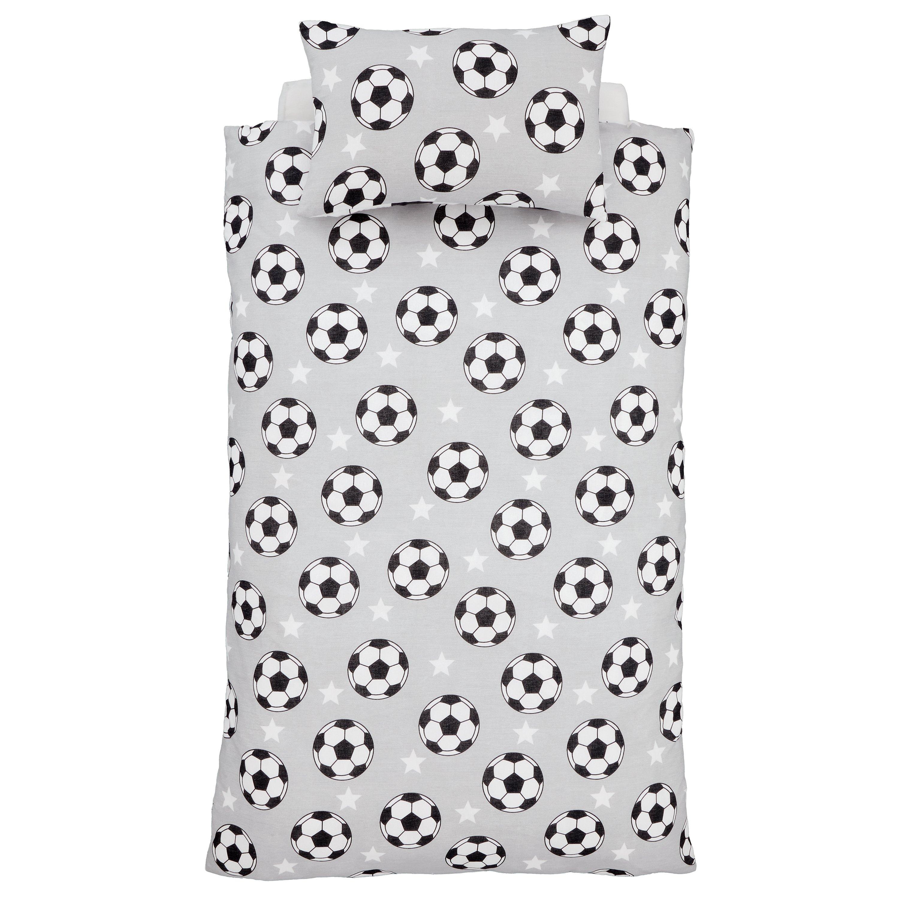 Grey - Catherine Lansfield - Brushed Cotton Football Stars Duvet Cover Set - 5