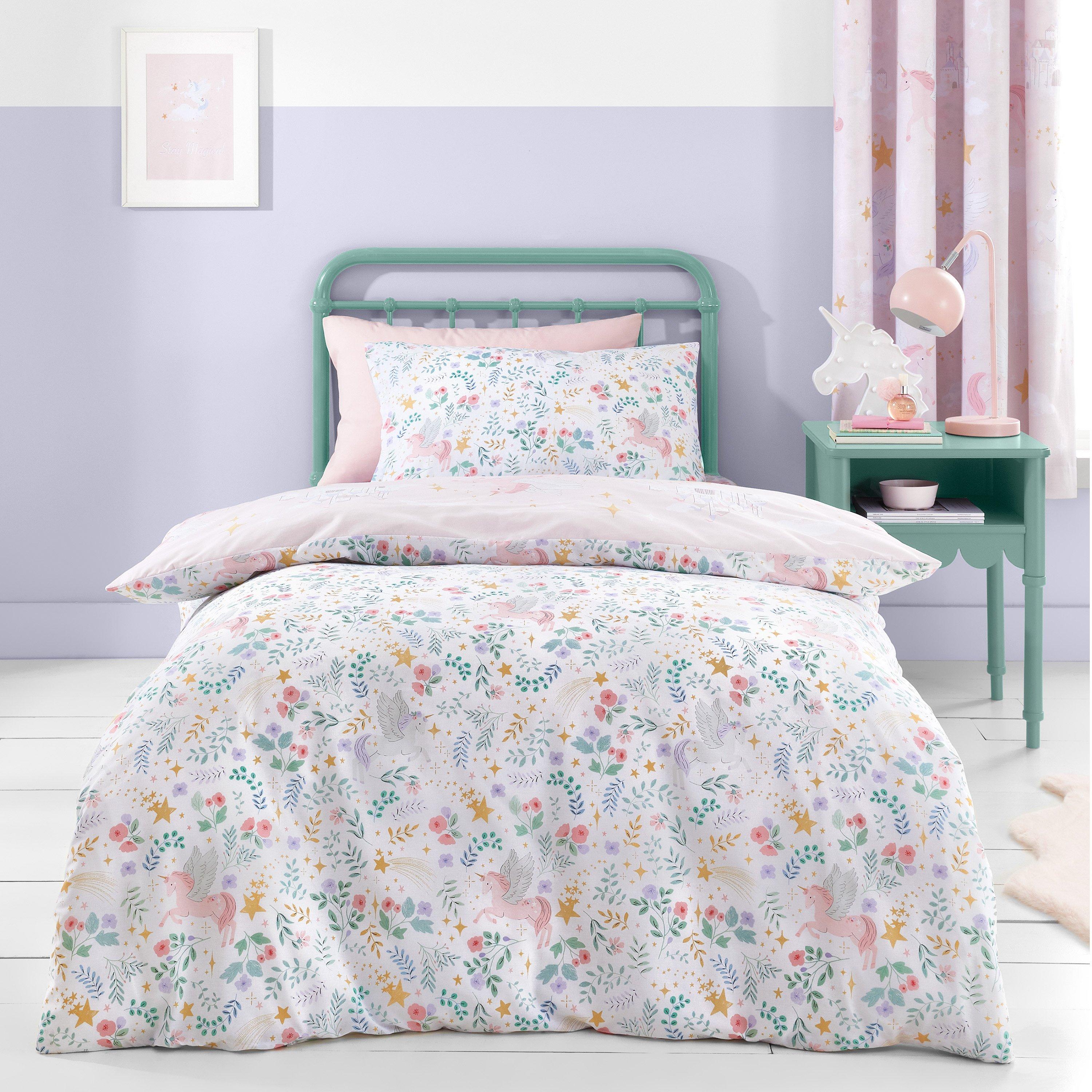 Pink - Catherine Lansfield - Fairytale Unicorn Reversible Duvet Cover Set - 2