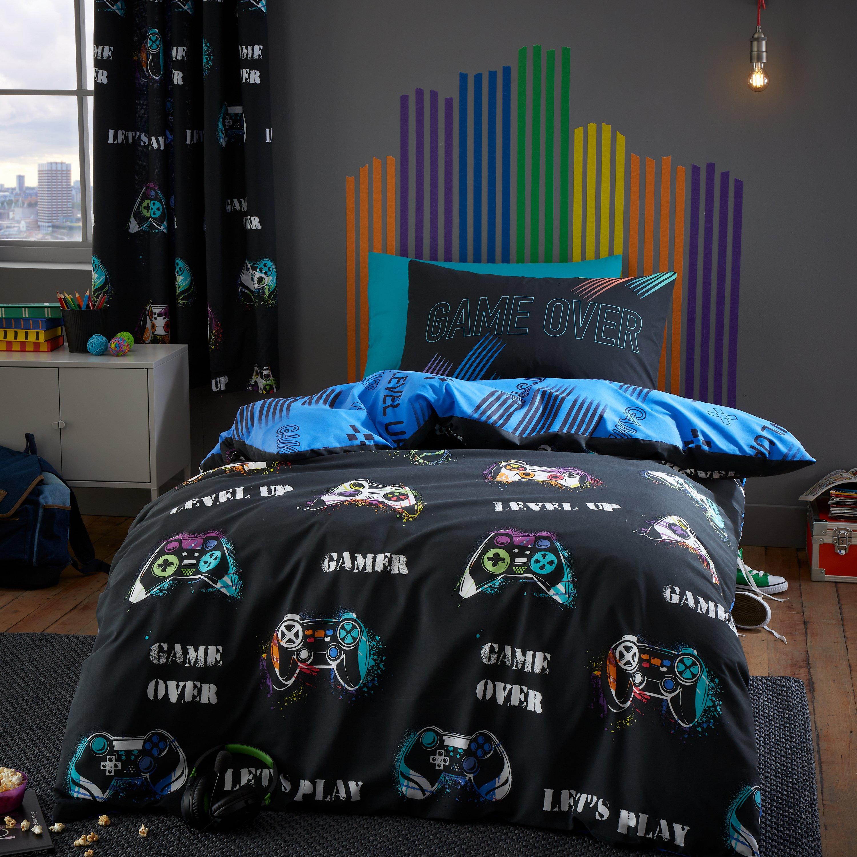 Black - Catherine Lansfield - Game Over Reversible Duvet Cover Set - 1