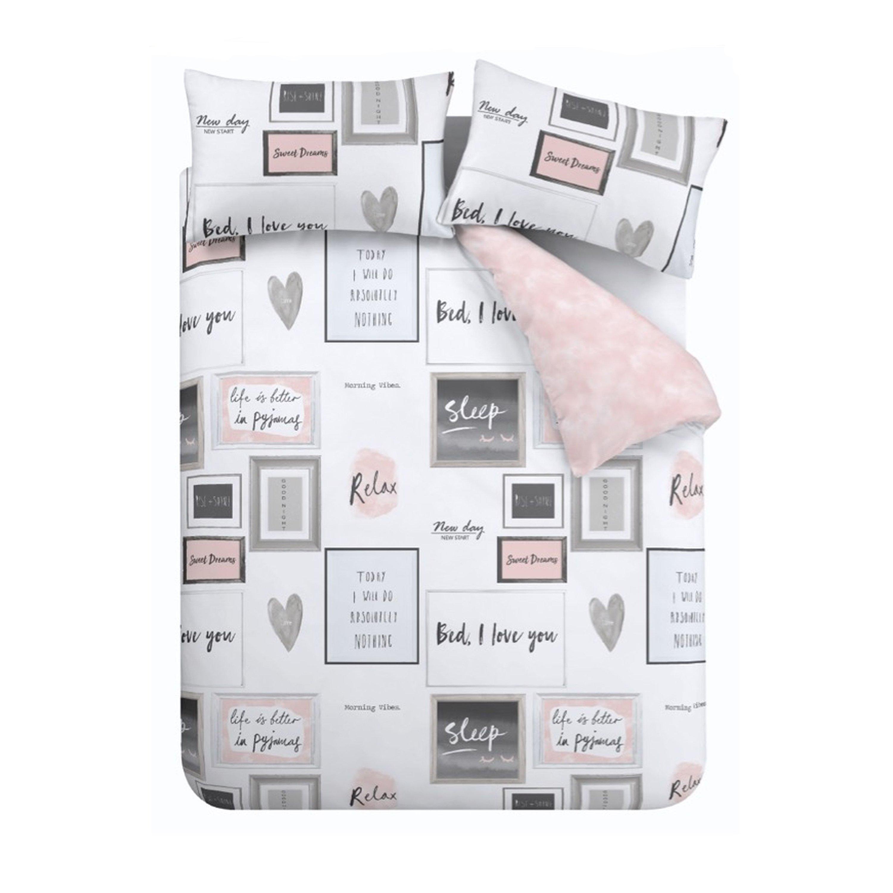 Rosa ruborizado - Catherine Lansfield - Dreams Reversible Duvet Cover Set - 5