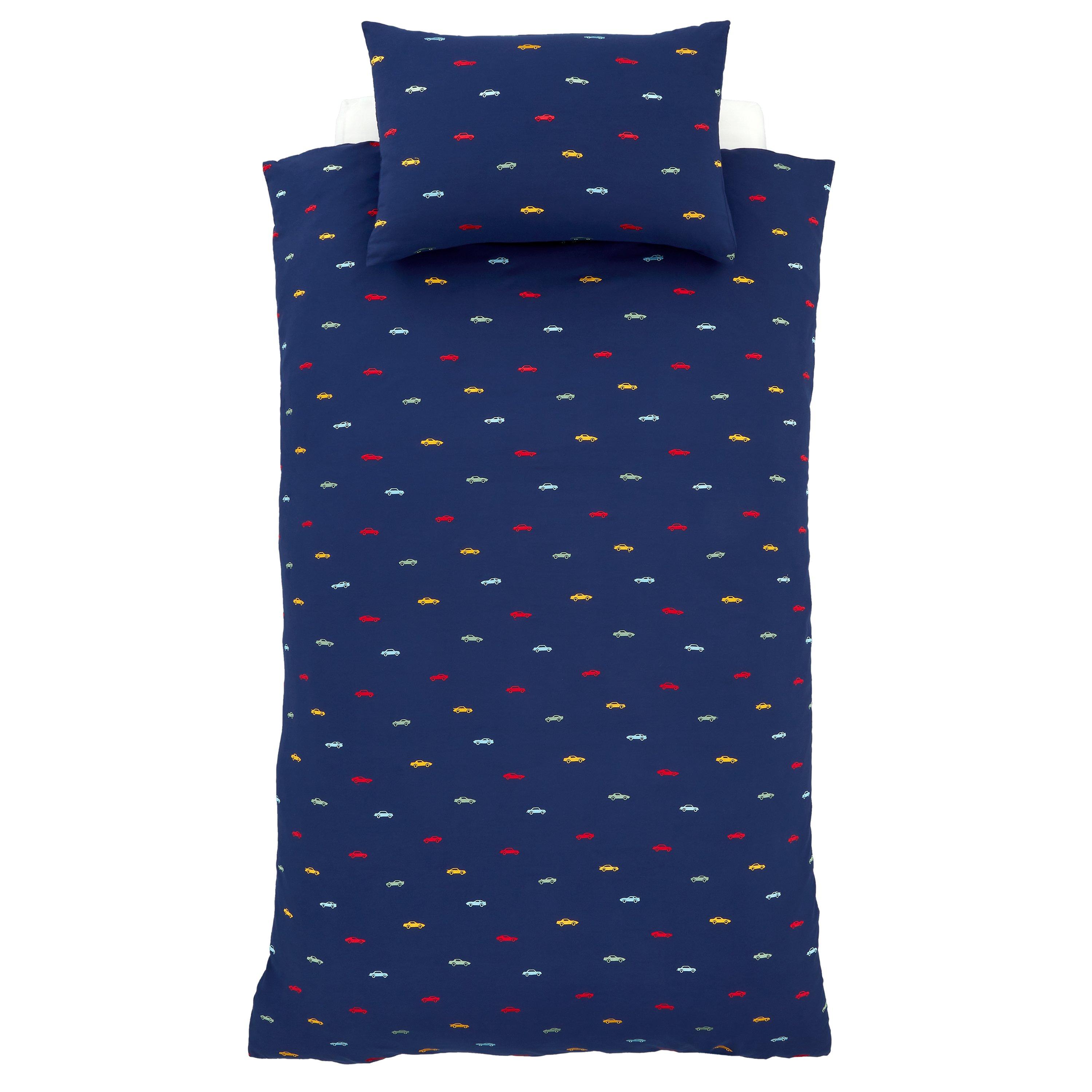 Blue - Catherine Lansfield - Embroidered Cars Soft Microfibre Duvet Cover Set - 5