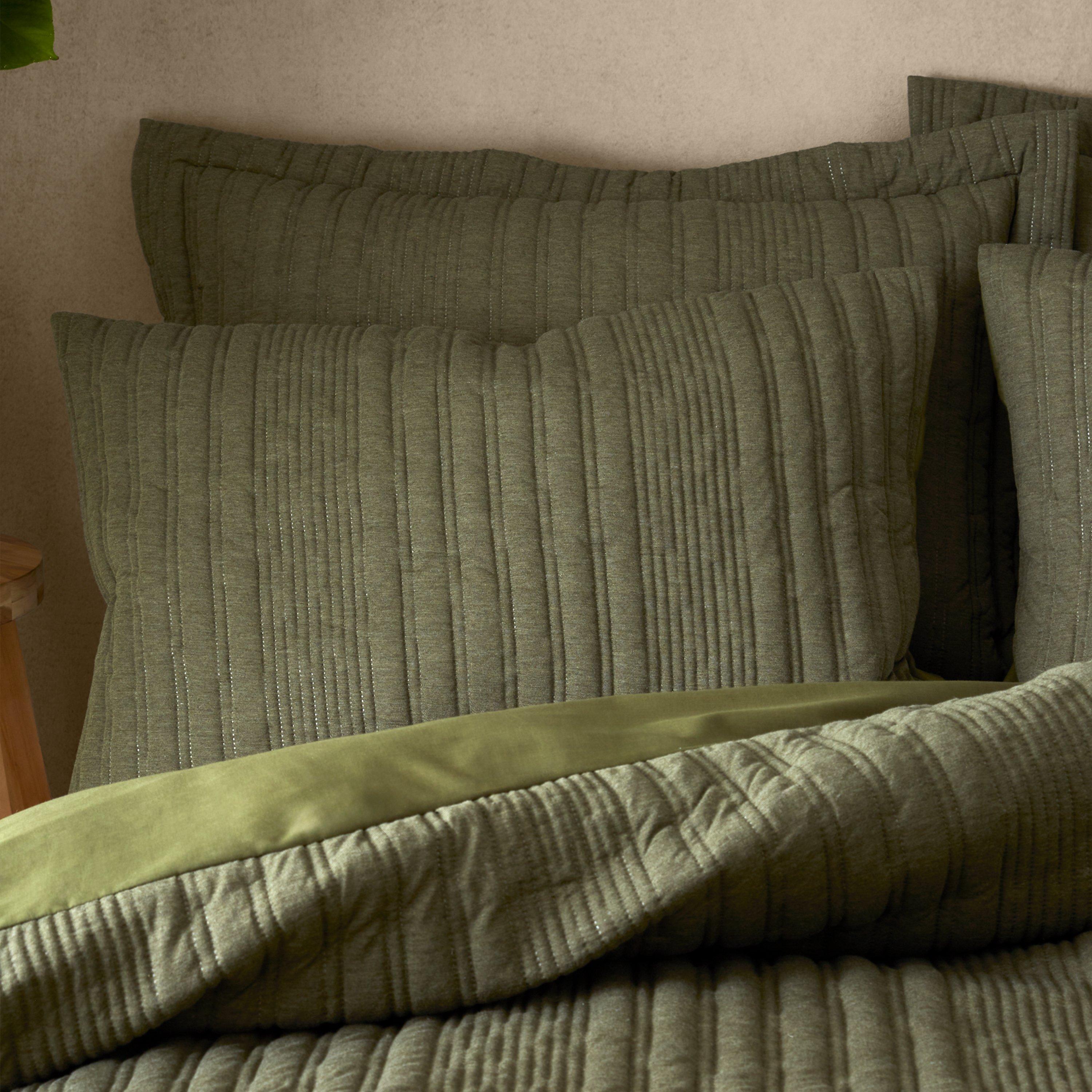 Olive - Pineapple Elephant - Tamba Jersey Stripe Quilted Duvet Cover Set - 2