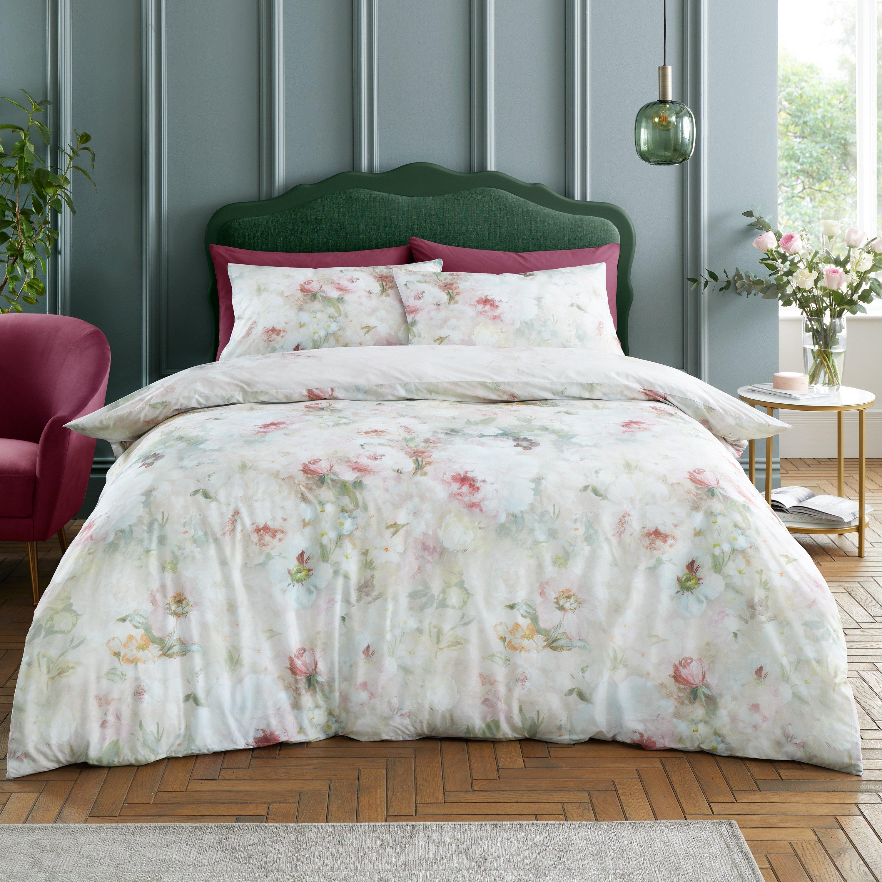 Pink - RHS - Rose Bloom 200TC Cotton Reversible Duvet Cover Set - 2
