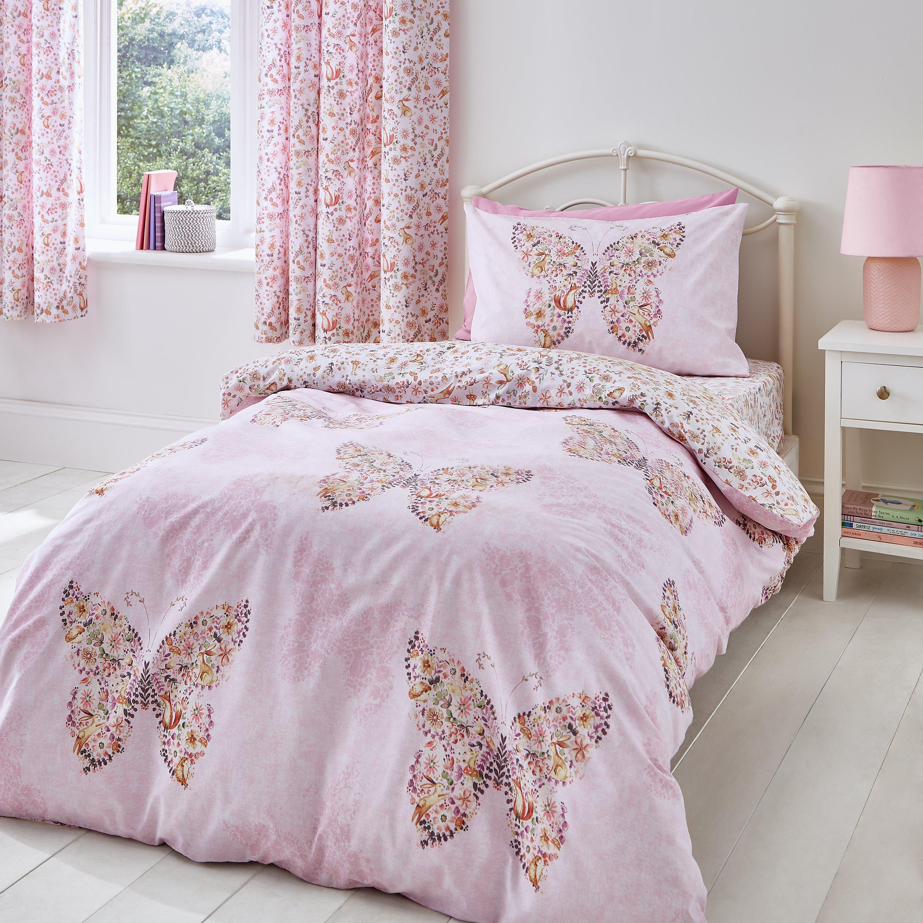 Pink - Catherine Lansfield - Enchanted Butterfly Reversible Duvet Cover Set - 1