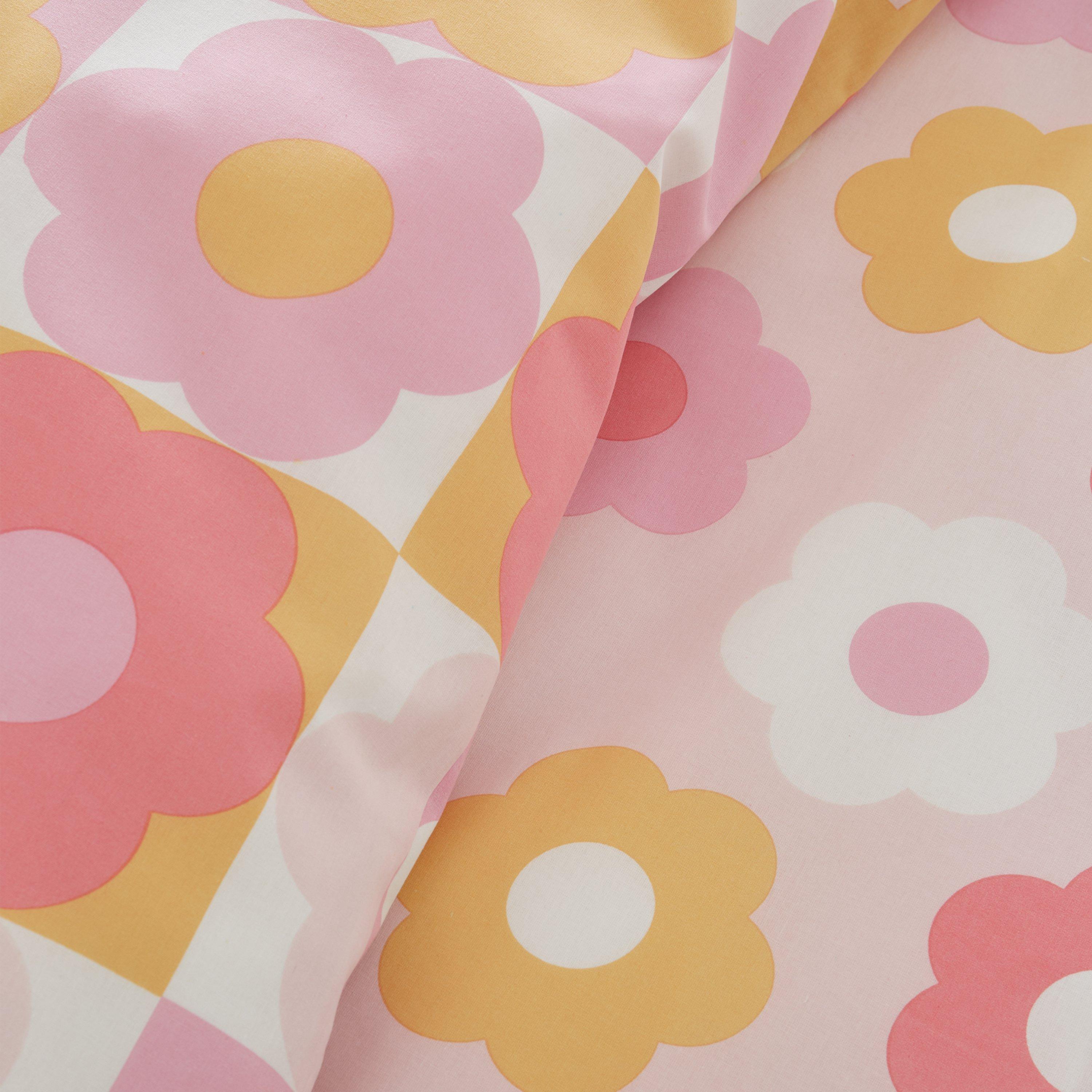 Pink - Catherine Lansfield - Retro Daisy Reversible Duvet Cover Set - 4