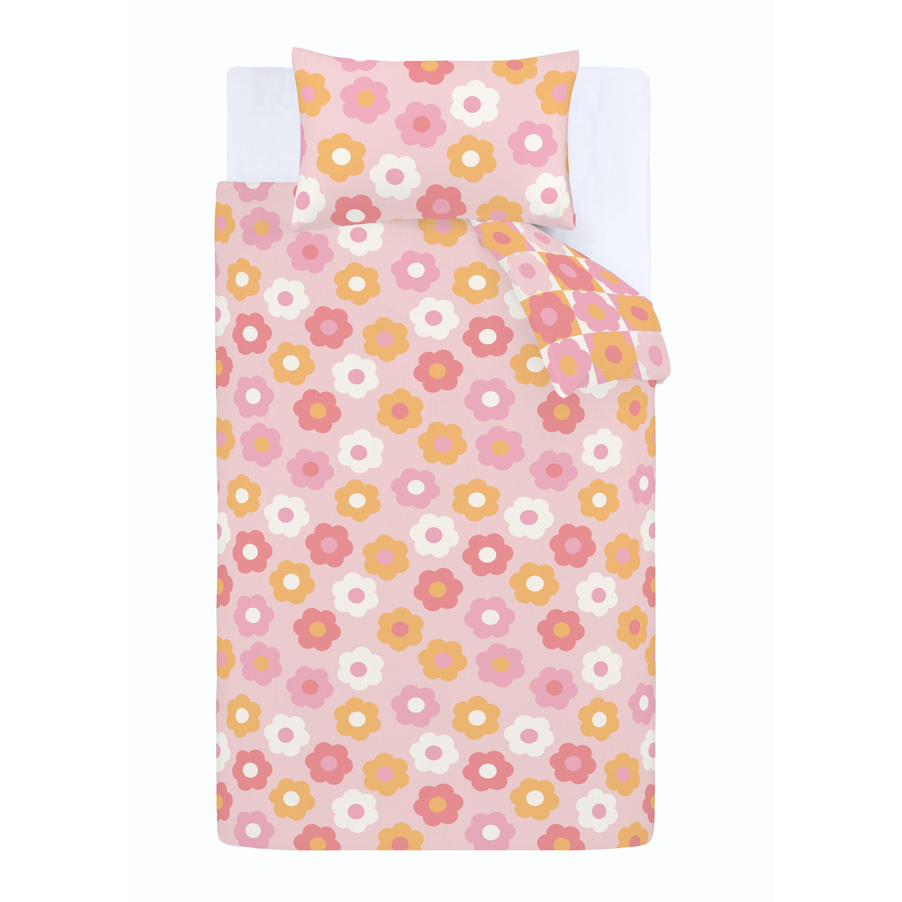 Pink - Catherine Lansfield - Retro Daisy Reversible Duvet Cover Set - 5