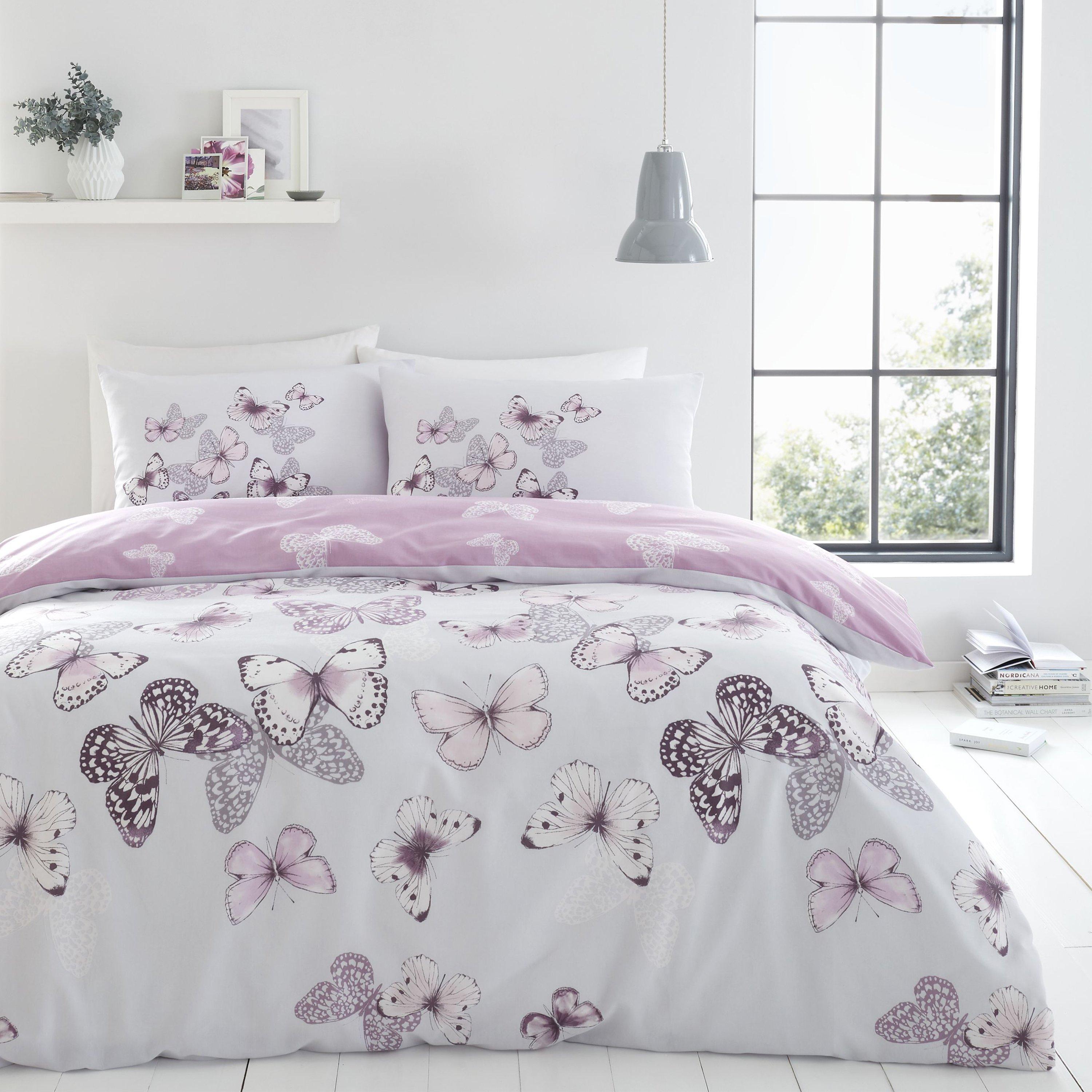 Heather - Catherine Lansfield - Scatter Butterfly Reversible Duvet Cover Set - 1