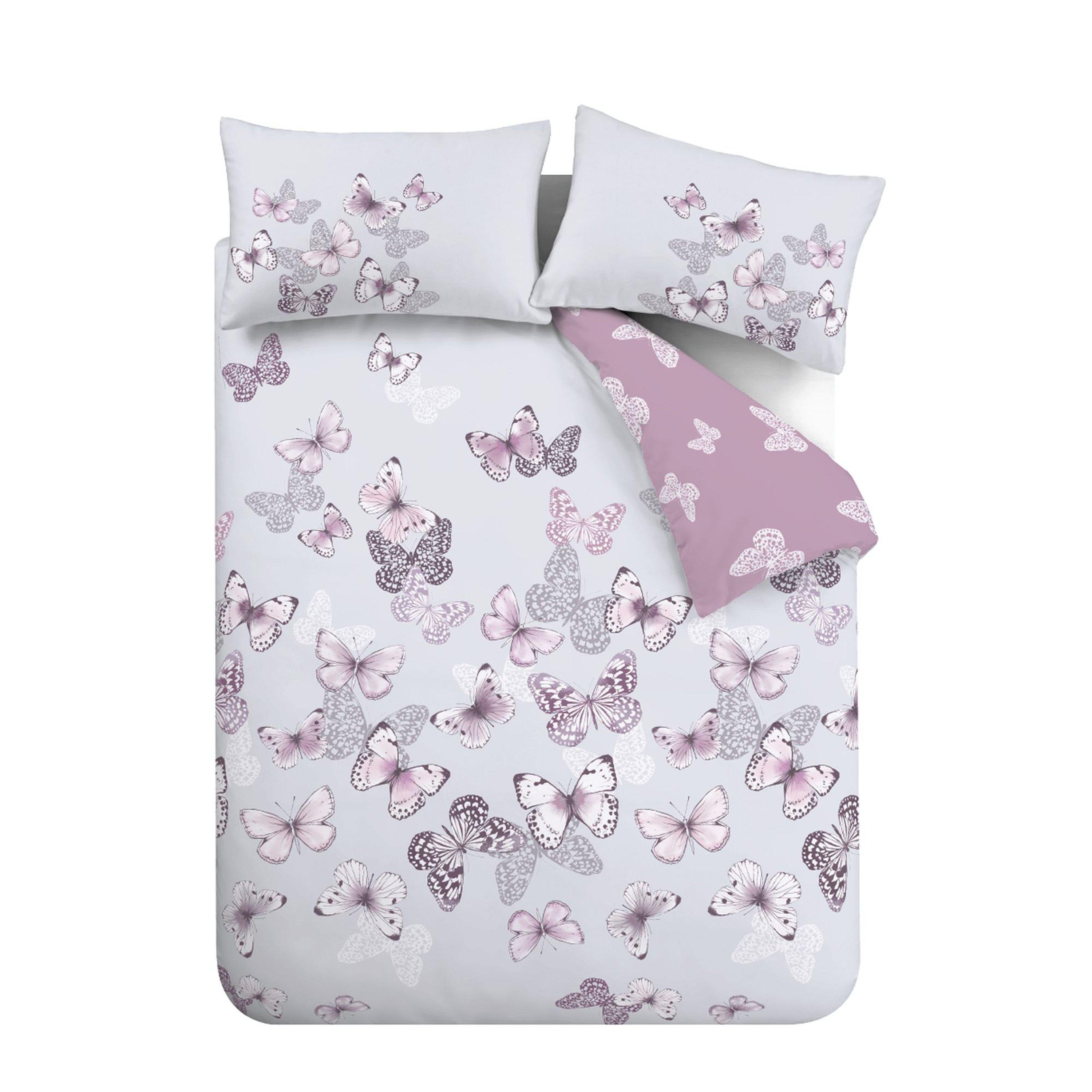 Heather - Catherine Lansfield - Butterfly Reversible Duvet Cover Set - 5