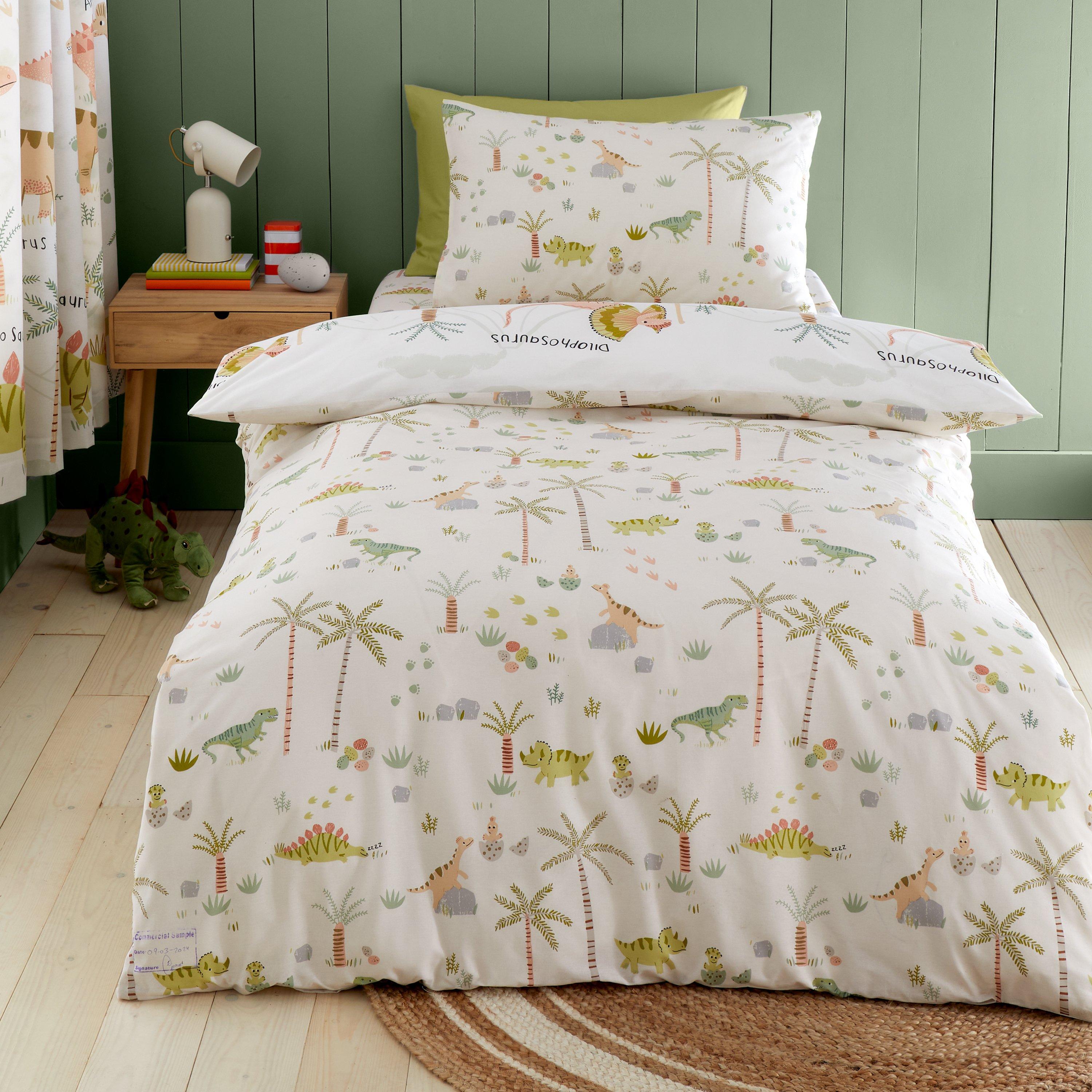 Green - Catherine Lansfield - Sleepy Dino Reversible Duvet Cover Set - 2