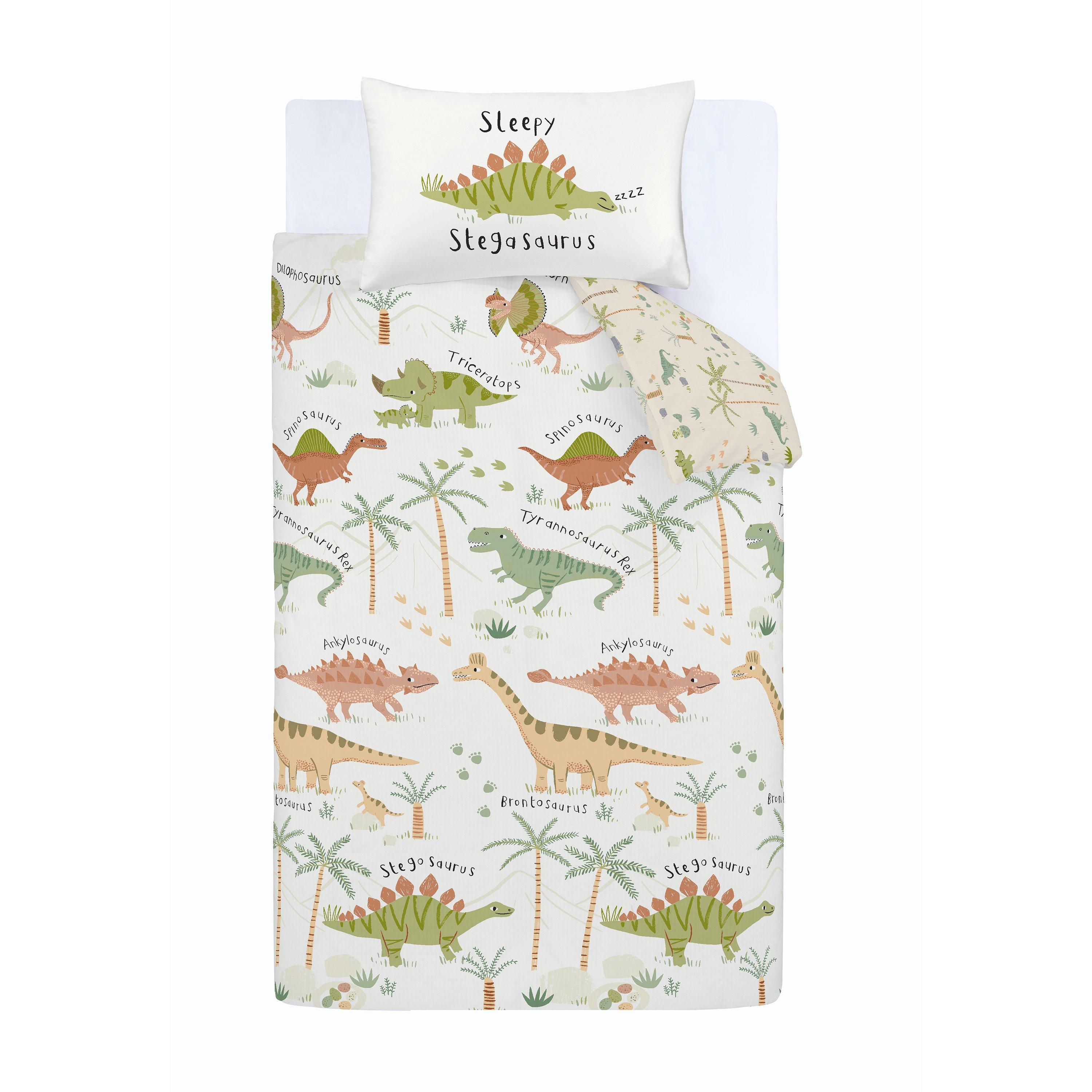 Green - Catherine Lansfield - Sleepy Dino Reversible Duvet Cover Set - 5