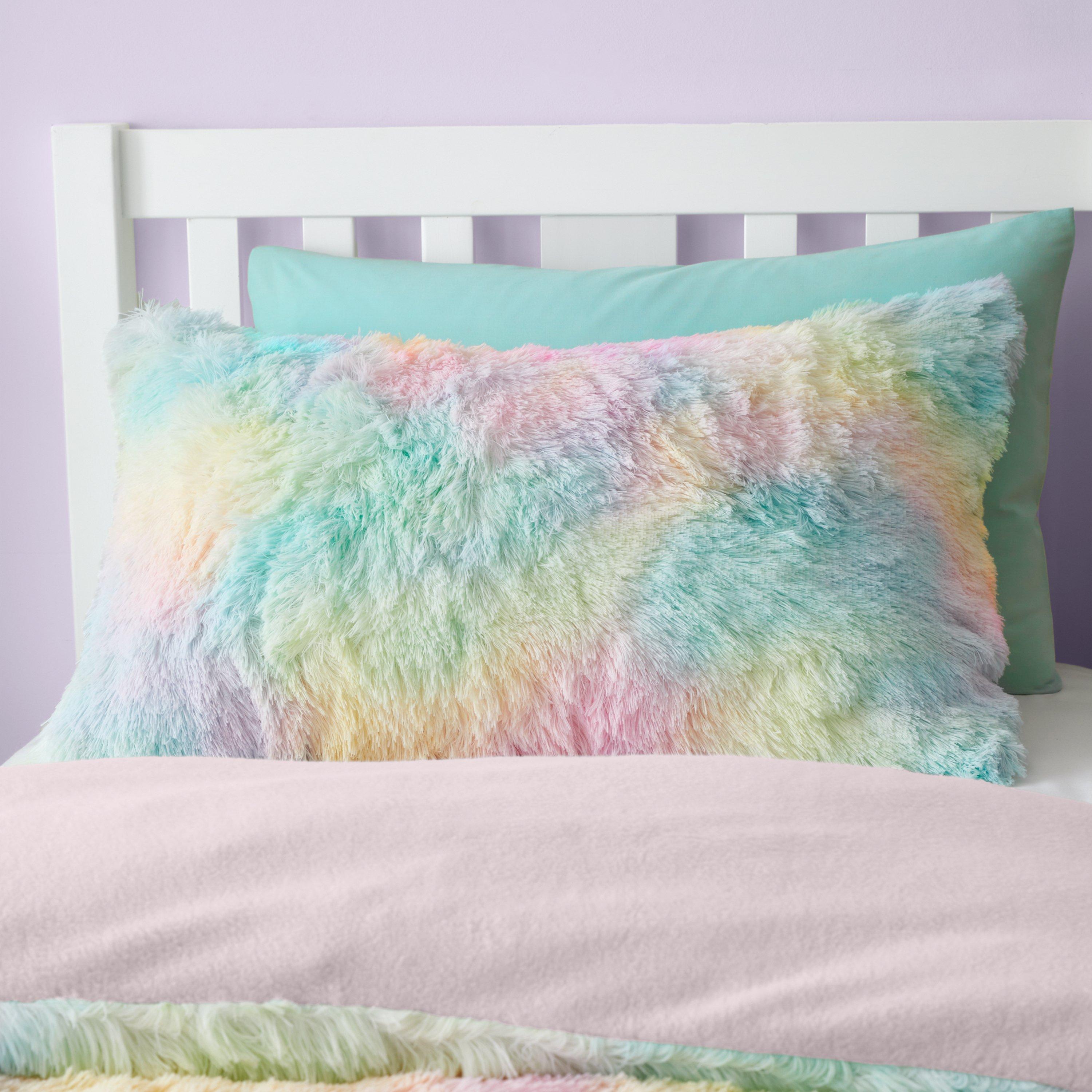 Pastel - Catherine Lansfield - Rainbow Cuddly Deep Pile Faux Fur Duvet Cover Set - 2
