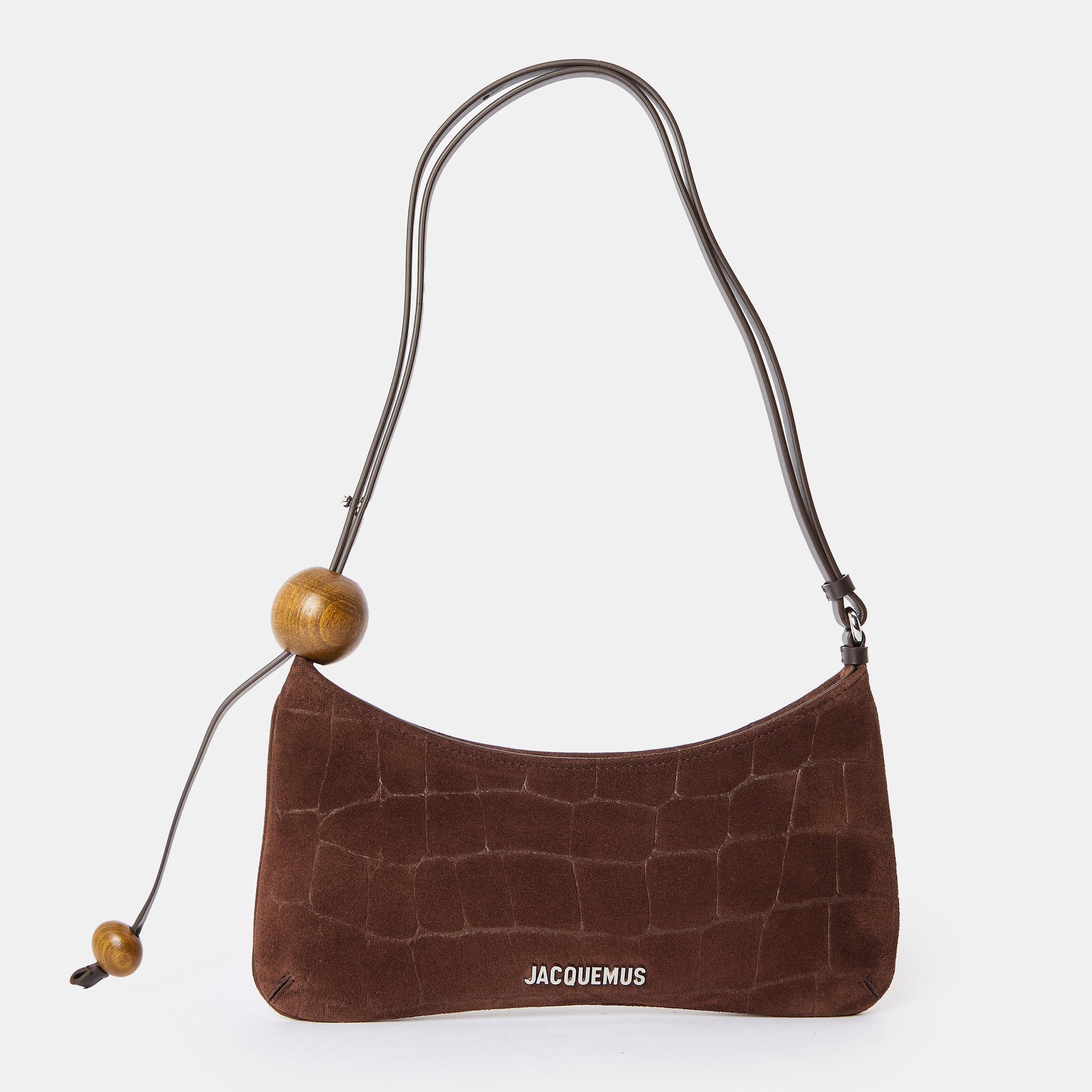 Jacquemus Womens Beaded Cotton Le Bisou Perle Shoulder Bag - Dark Brown