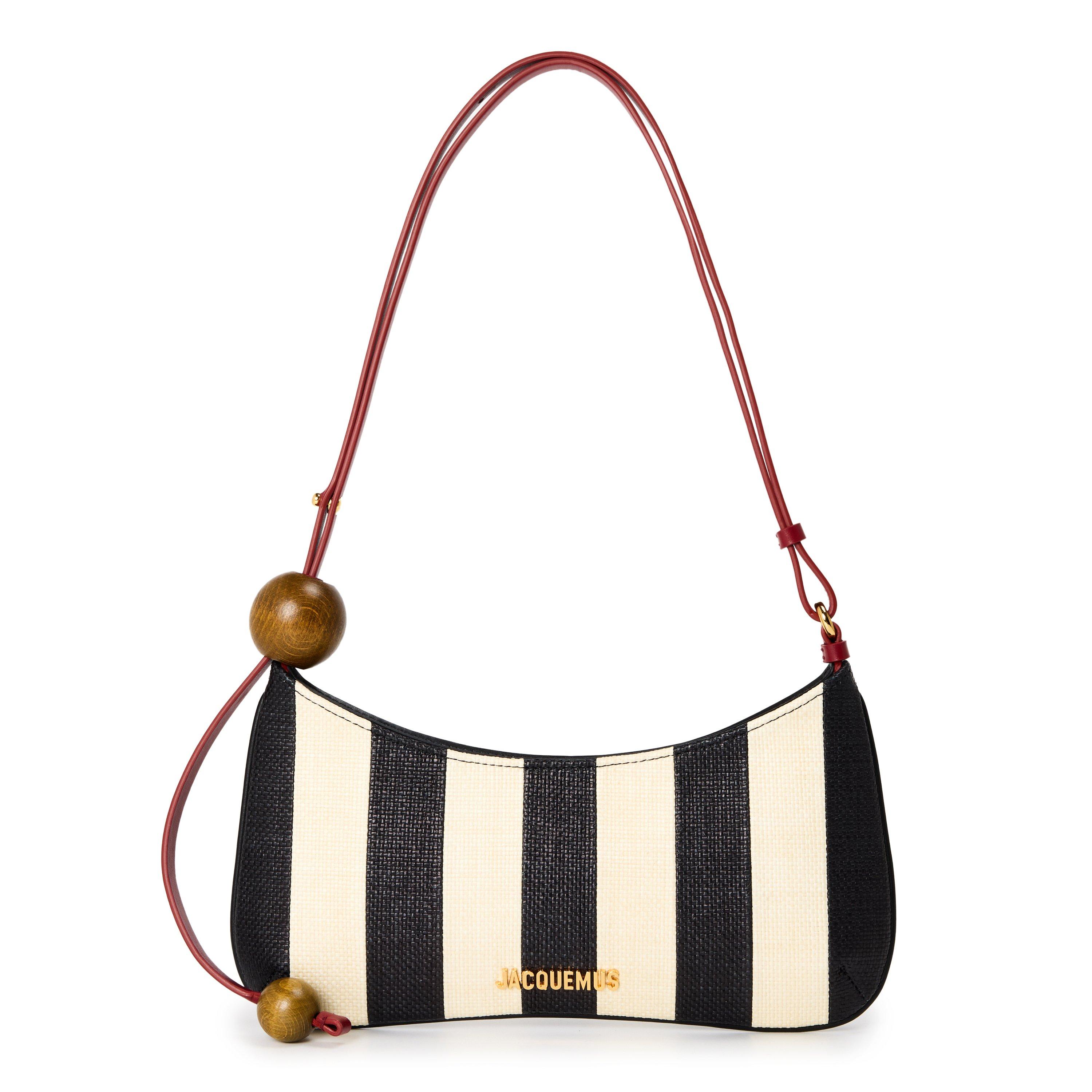 Jacquemus Womens Beaded Cotton Le Bisou Perle Shoulder Bag - Natural/Black