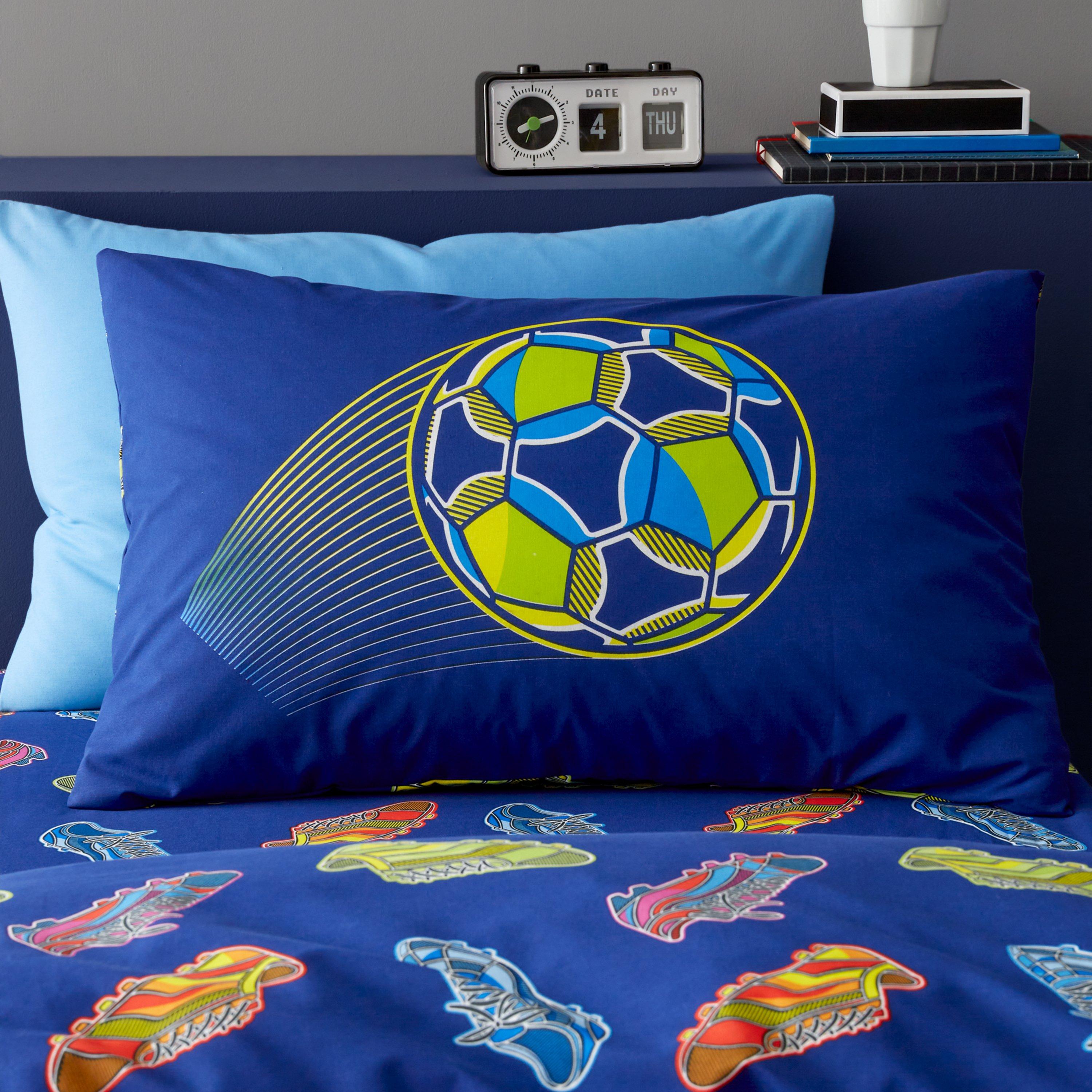 Navy - Catherine Lansfield - Bright Football Reversible Duvet Cover Set - 3