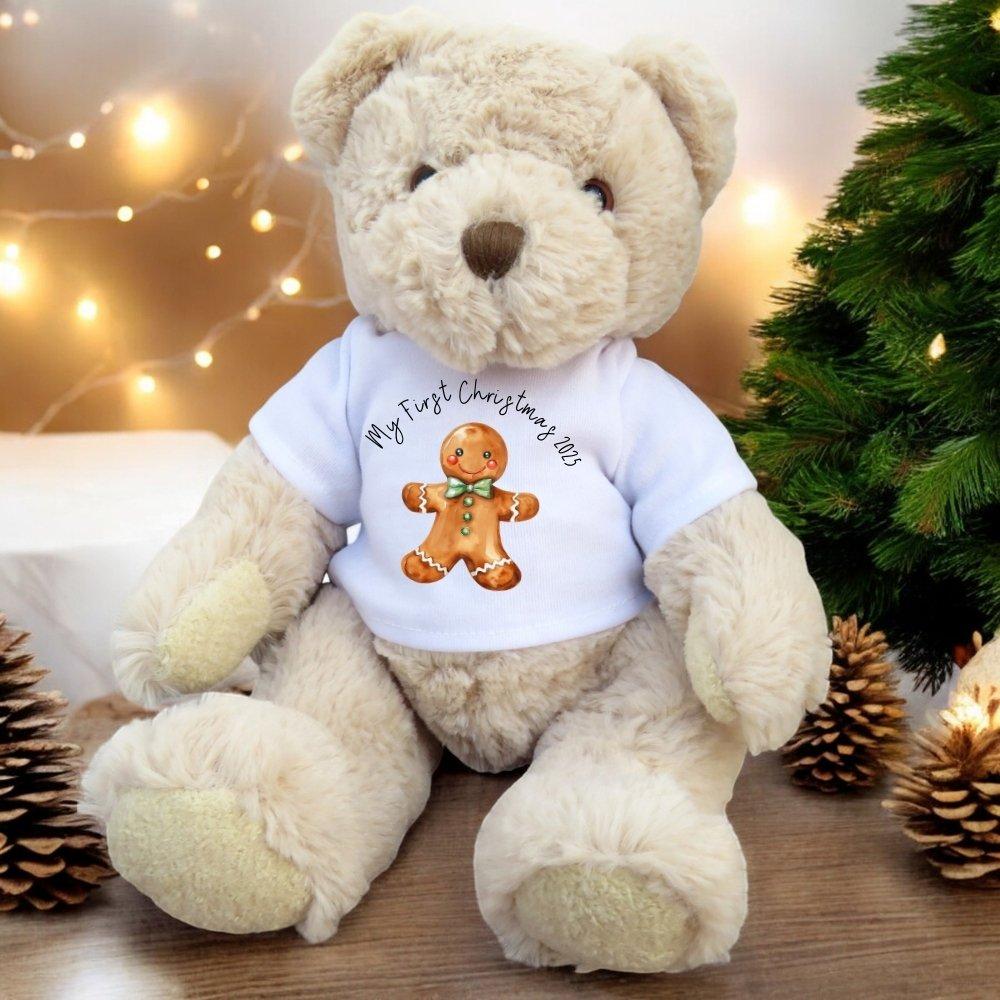 Cream - Aye Do Gifts - Teddy Bear My 1st Christmas Gingerbread T-Shirt - 1