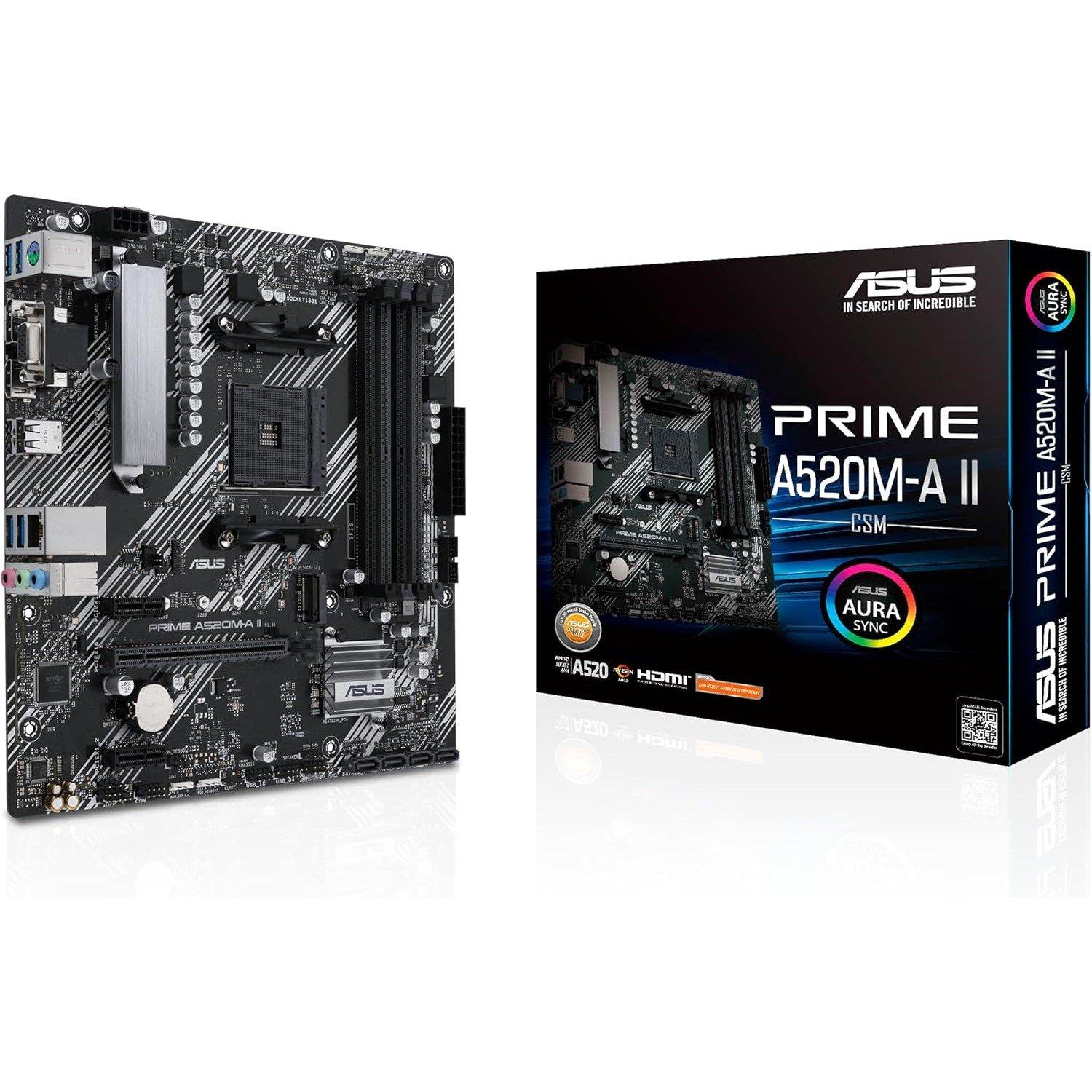 ASUS ASUS PRIME A520M-A II - CSM AMD Motherboard - Black