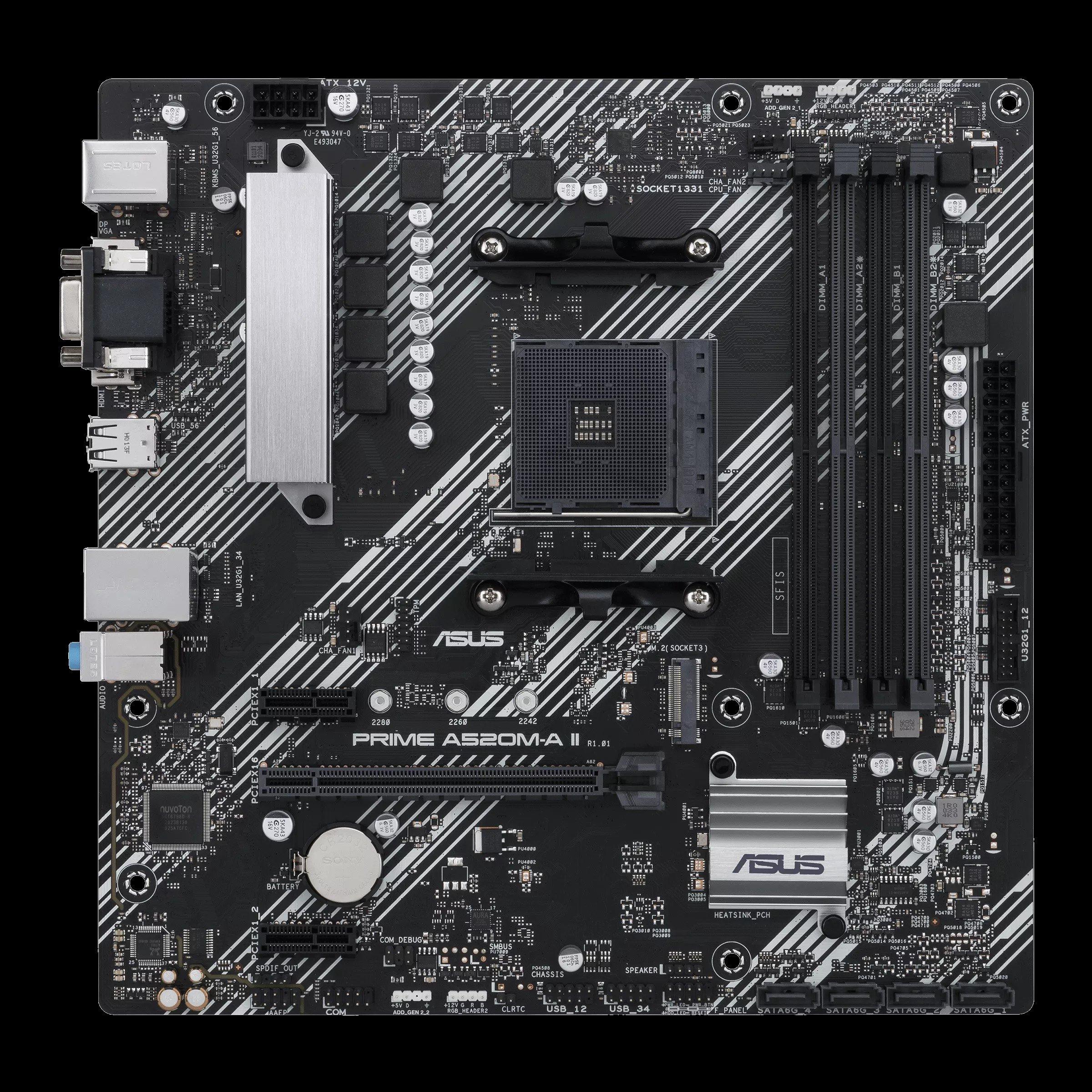 Schwarz - ASUS - ASUS PRIME A520M-A II - AMD Motherboard - 2