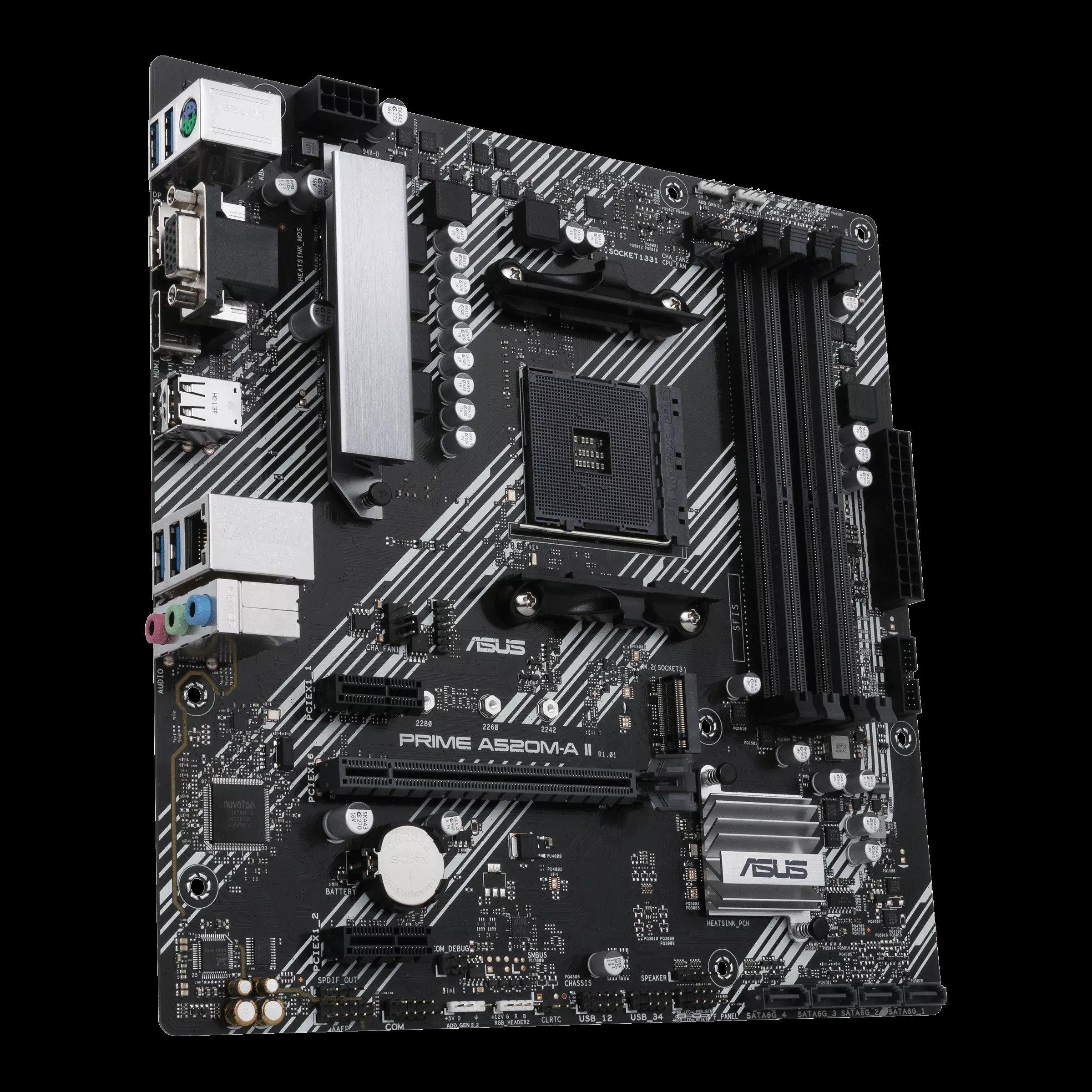 Schwarz - ASUS - ASUS PRIME A520M-A II - AMD Motherboard - 3