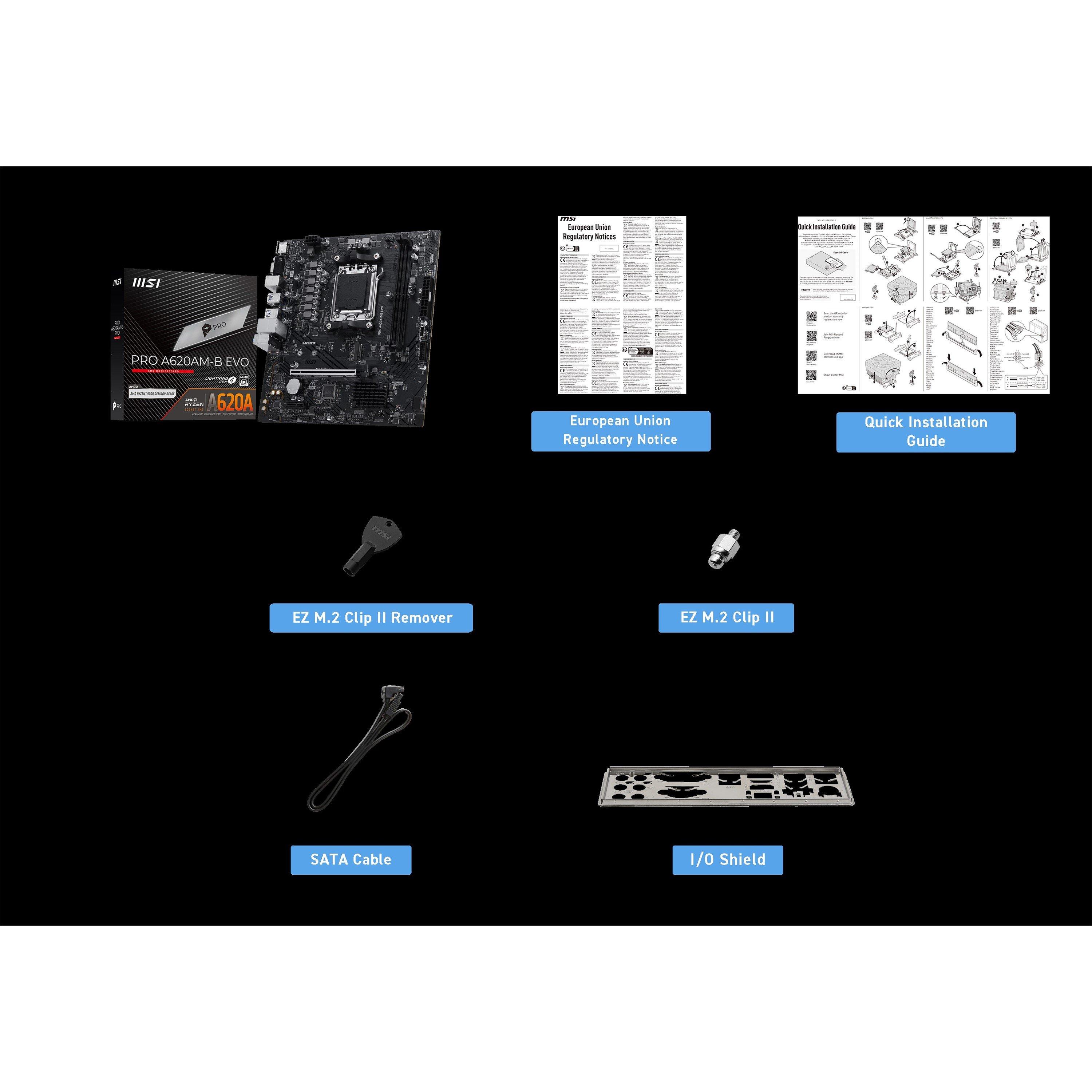 Schwarz - MSI - MSI PRO A620AM-B EVO AMD Motherboard - 3