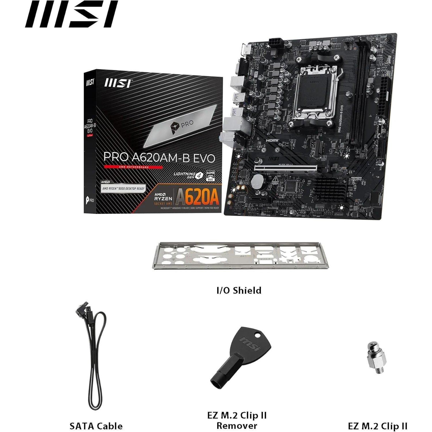 Crna - MSI - PRO A620AM-B EVO AMD Motherboard - 7
