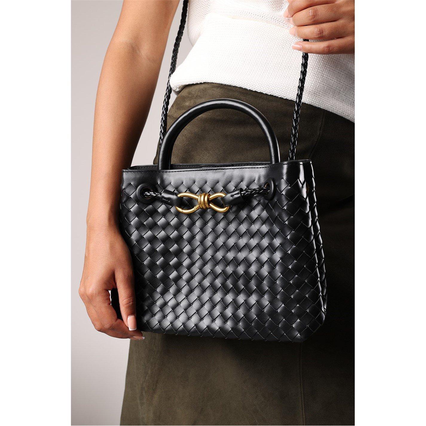 Noir - Wheres That From - Wheres Woven Leather Tote bag with Gold Detail - 1