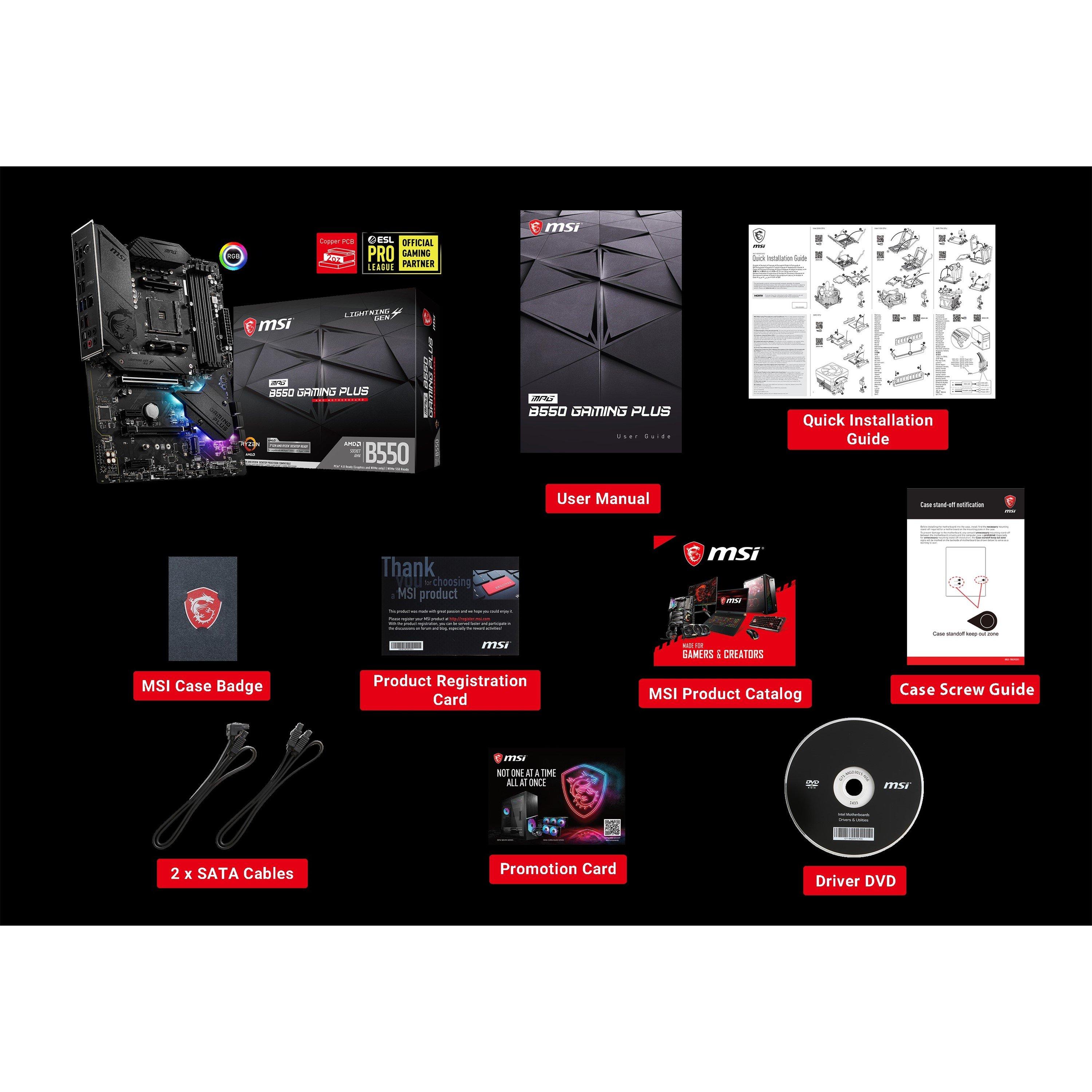 Schwarz - MSI - B550 00 - MPG B550 GAMING PLUS - AMD Motherboard - 2