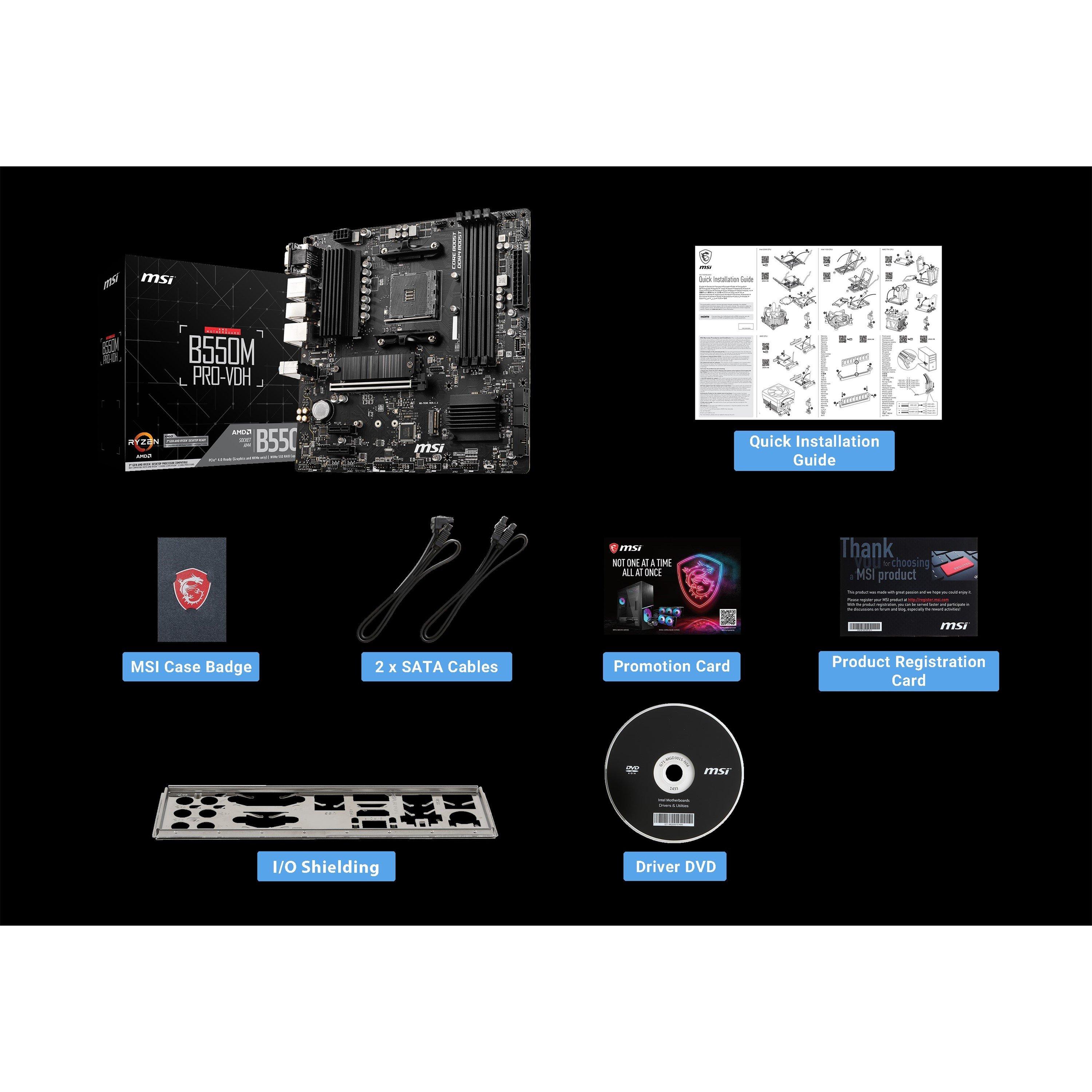 Schwarz - MSI - MSI B550 00 - B550M PRO-VDH - AMD Motherboard - 2