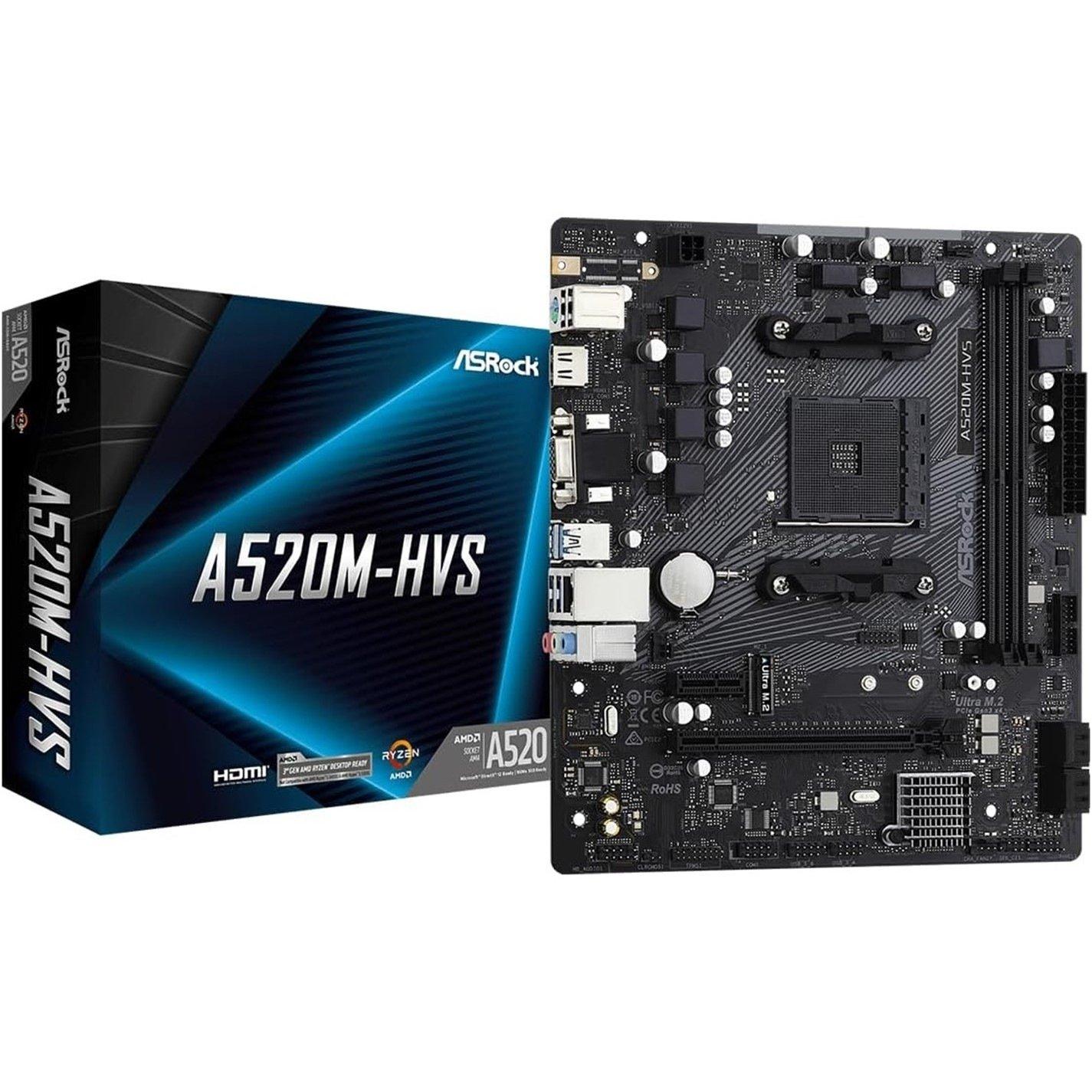 ASROCK A520 00 - A520M-HVS - AMD Motherboard - Black