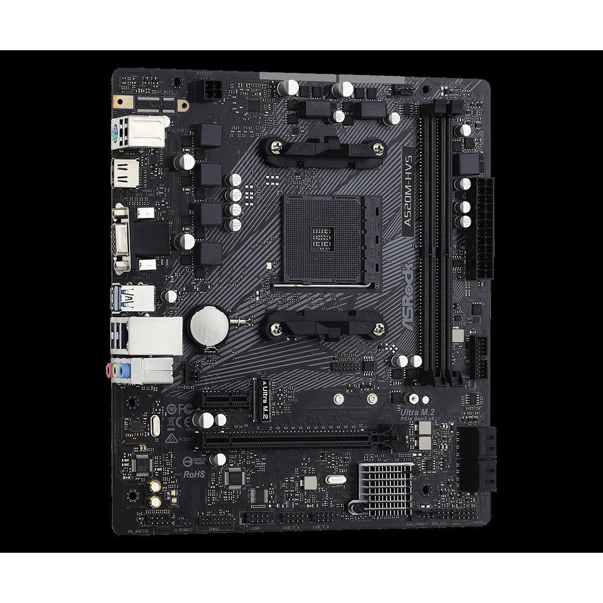 Black - ASROCK - A520 00 - A520M-HVS - AMD Motherboard - 3