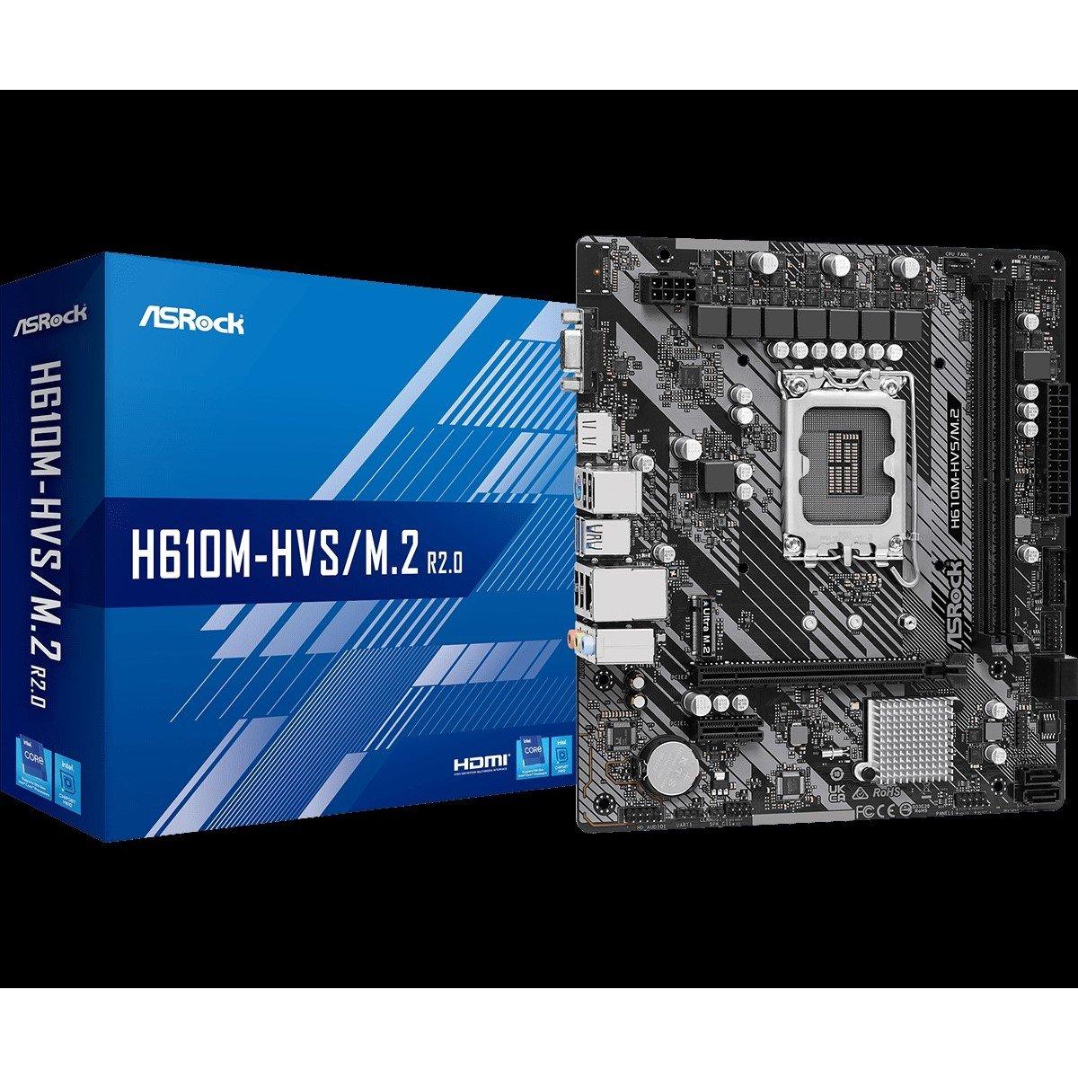 Black - ASROCK - H610M-HVS/M.2 R2.0 - Intel Motherboard - 1
