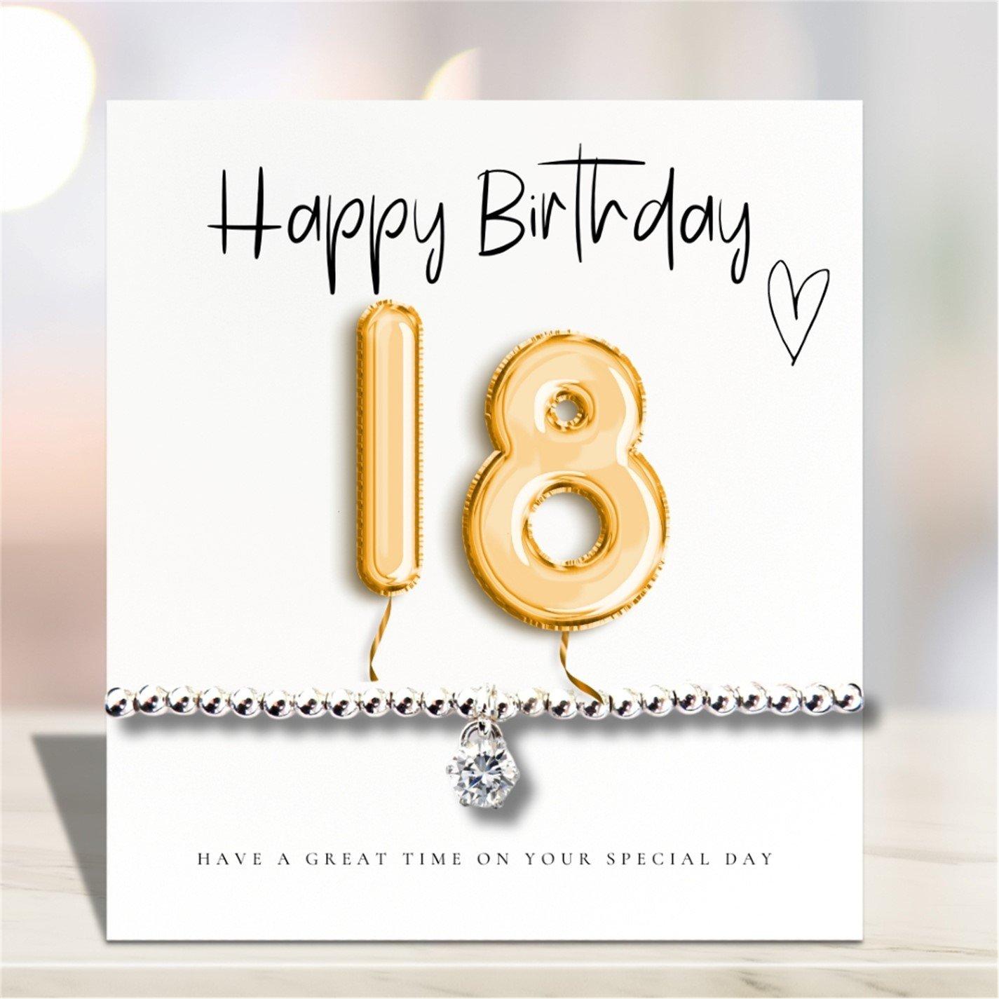 Silver - Aye Do Gifts - 18th Birthday Balloons Message Card & Bracelet - 1