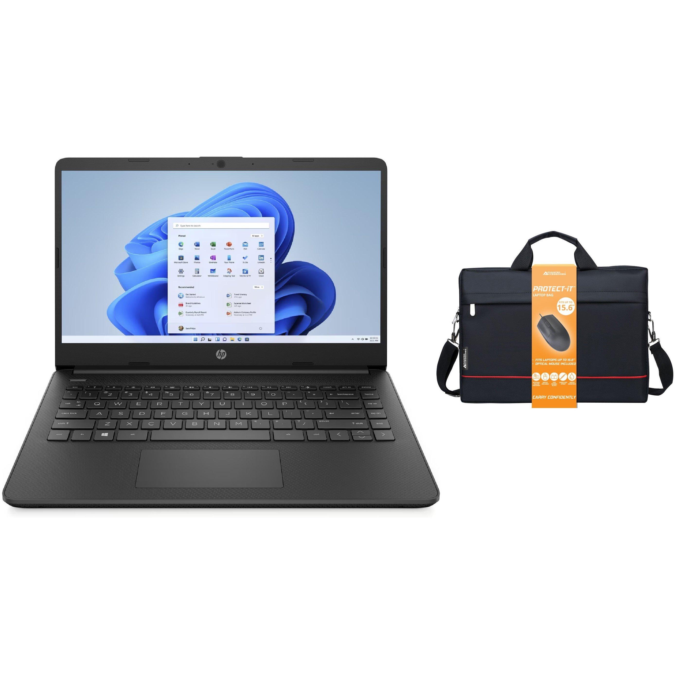 Hp  14 Laptop - Celeron 4Gb 128Gb Win 11 Bundle - Black