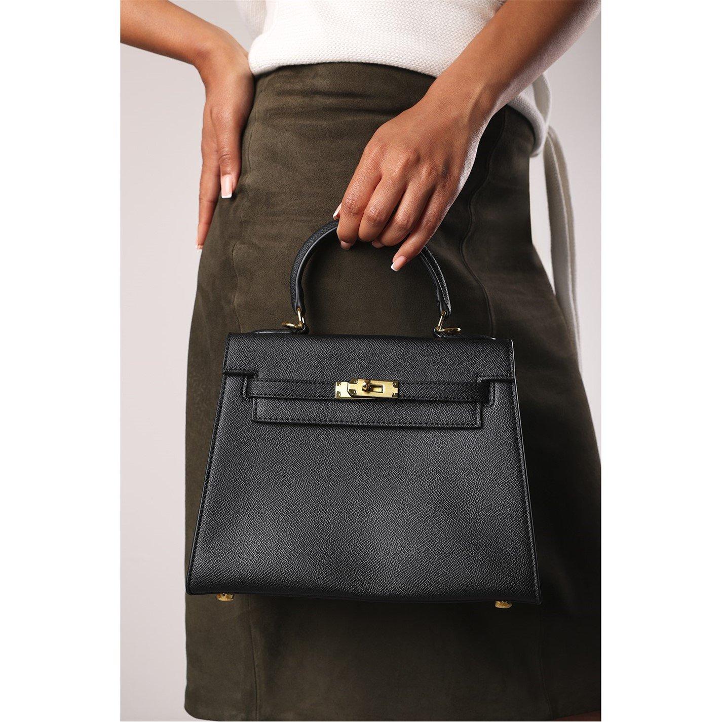Negro - Wheres That From - Wheres Top Handle Satchel Mini Tote Bag with Turn-Lock - 1