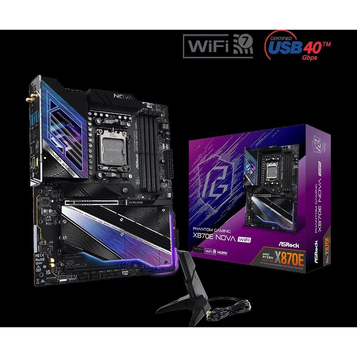 Black - ASROCK - X870E NOVA WIFI - AMD Intel - 1