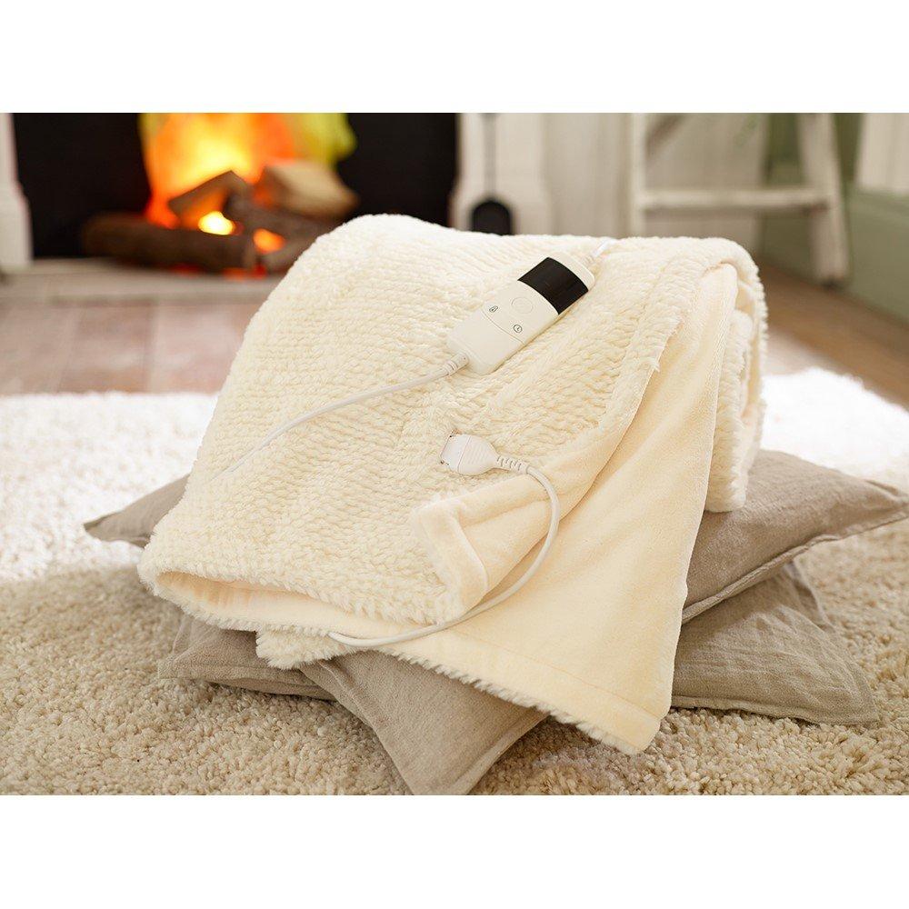 Cream - The Lyndon Company - Faux Fur Heated Throw - 130x170cm - 2