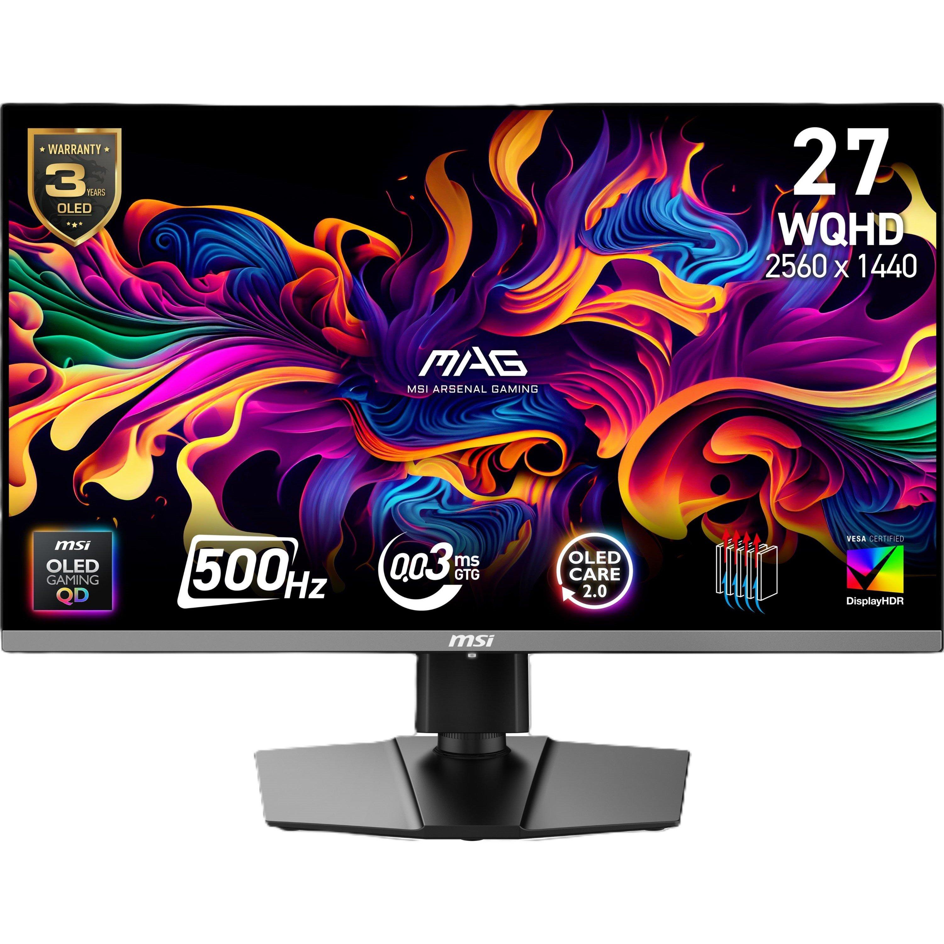 Black - MSI - MSI MAG 272QP QD-OLED X50 27 inch 500Hz 0.03ms USB-C Gaming Monitor - 1