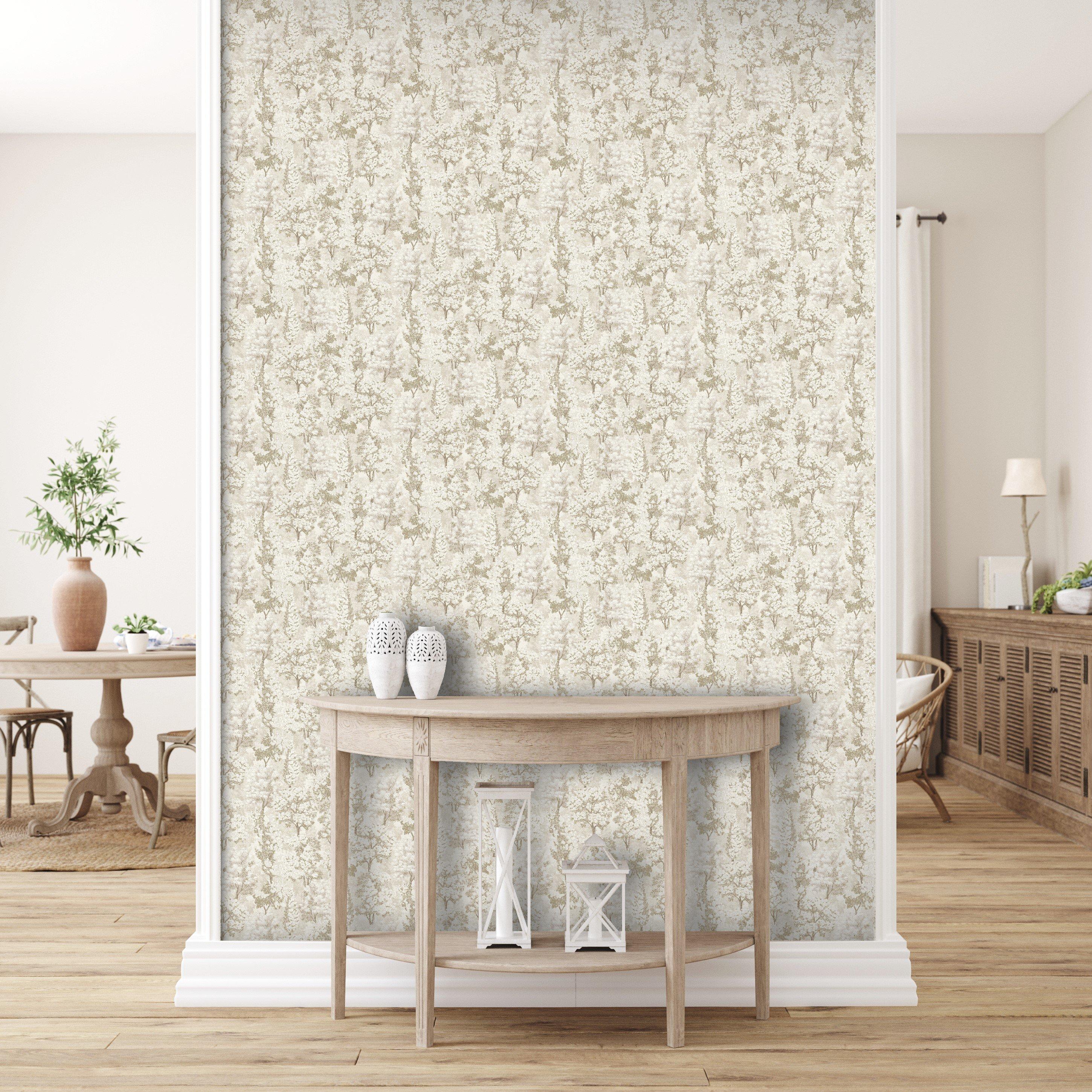 Arthouse  Organic Forest / Gold Wallpaper Neutral