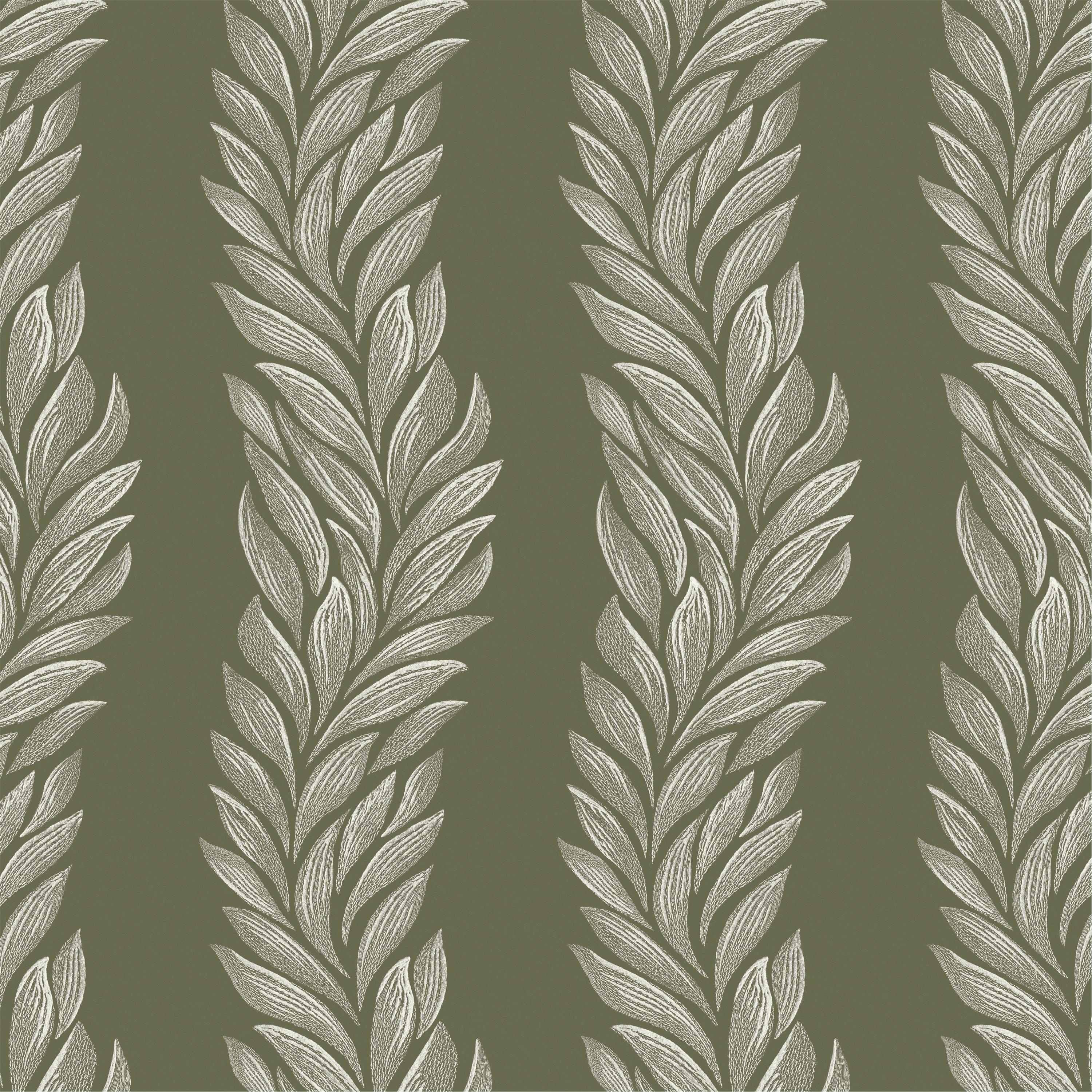 Olive Green - Laura Ashley - Coulderton Leaves Olive Green Wallpap - 2