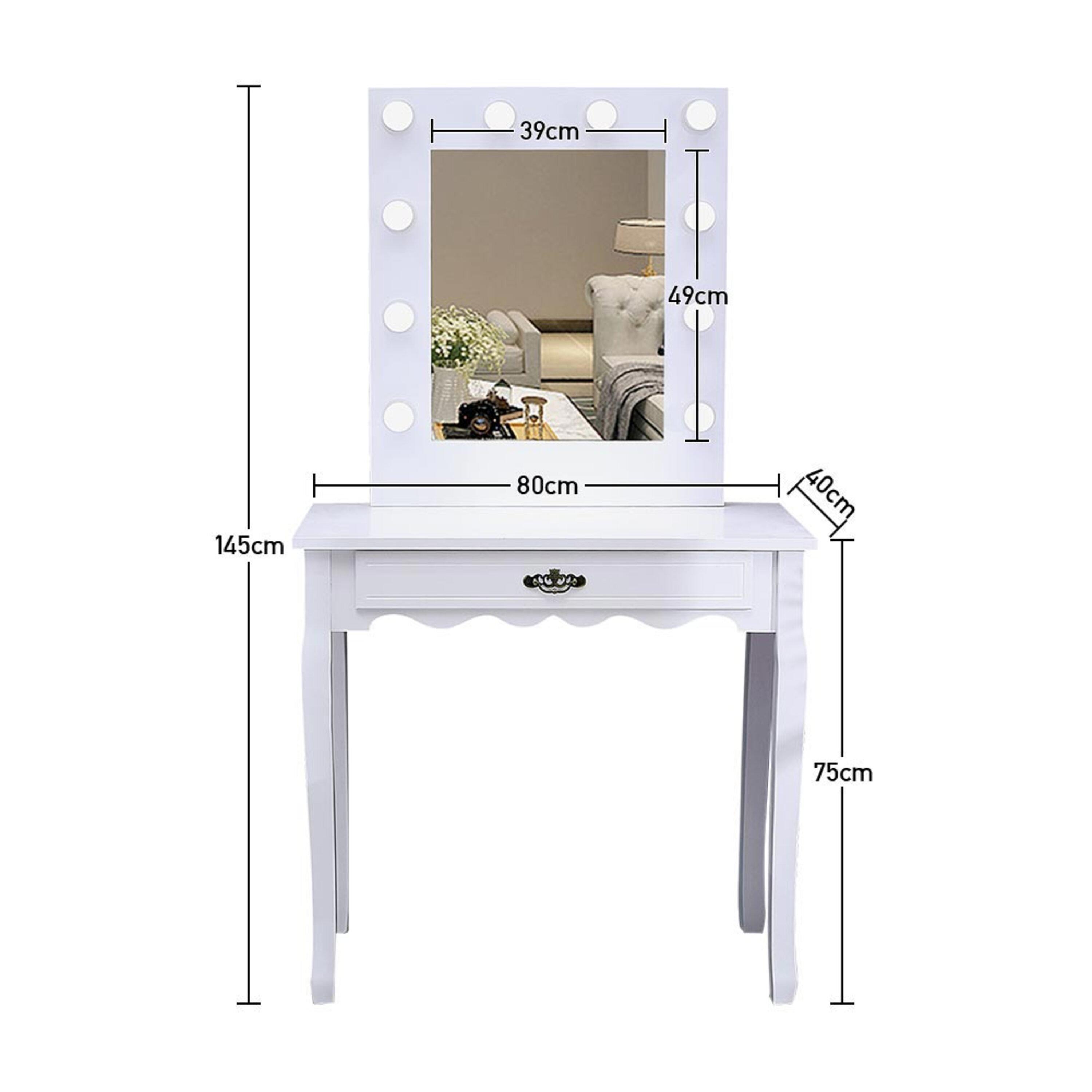 White - Kabinet UK - Vanity Table with LED-Lighted Mirror and Drawer - 2