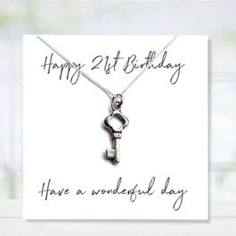 Aye Do Happy 21st Bday Necklace & MsgCard 121-CDN-NKkey