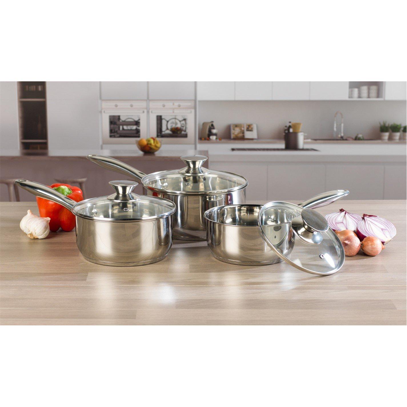 Silver - Russell Hobbs - 3pc Classic Pan Set - 4