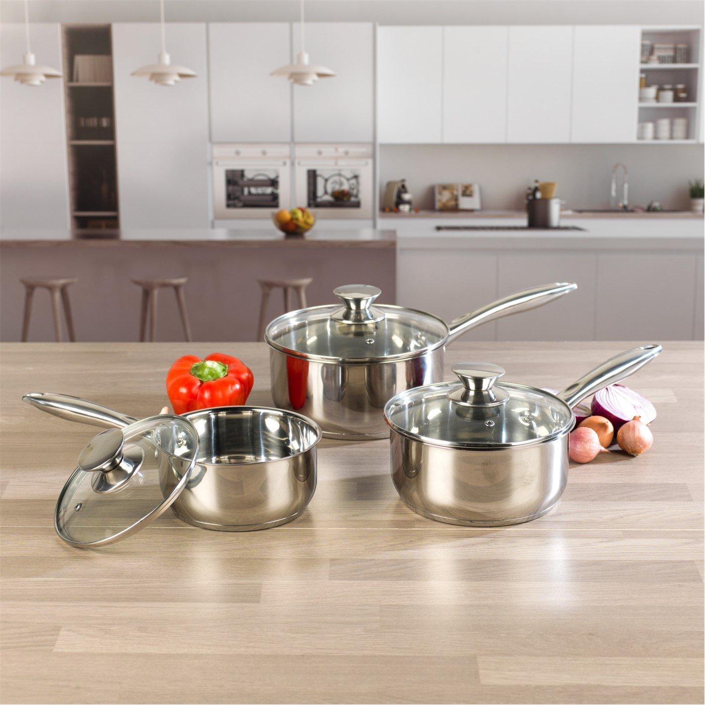 Silver - Russell Hobbs - 3pc Classic Pan Set - 5