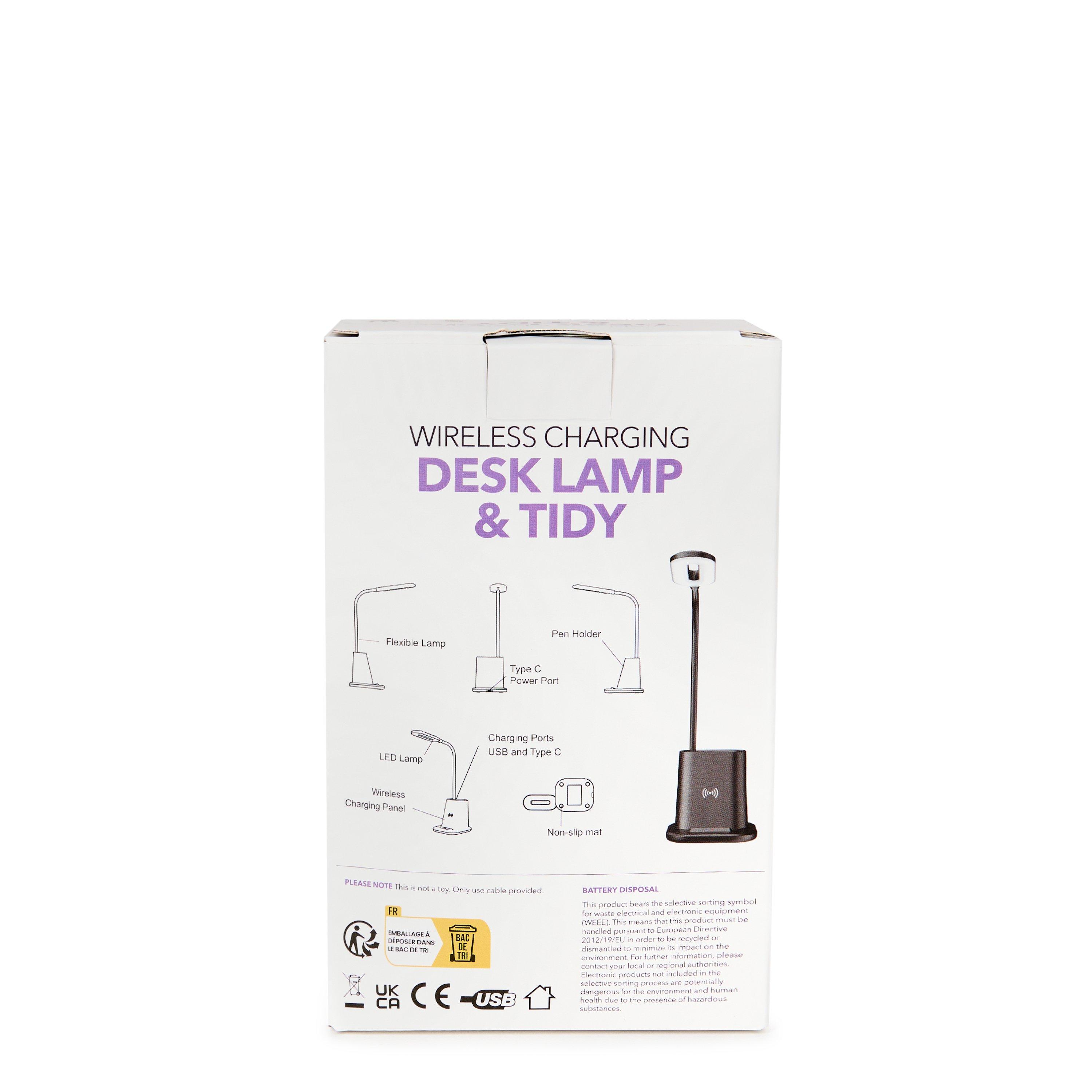 Black - Ingenious - RED5 Wireless Charging Desk Lamp & Tidy - 3