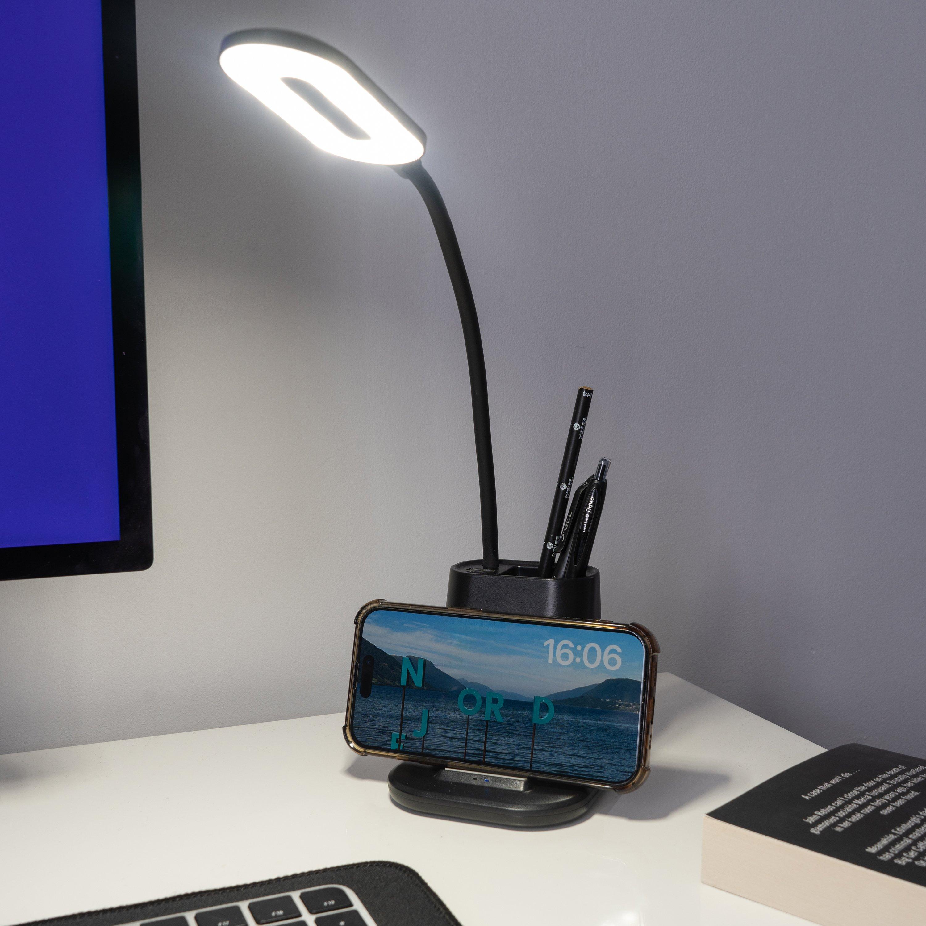 Black - Ingenious - RED5 Wireless Charging Desk Lamp & Tidy - 6
