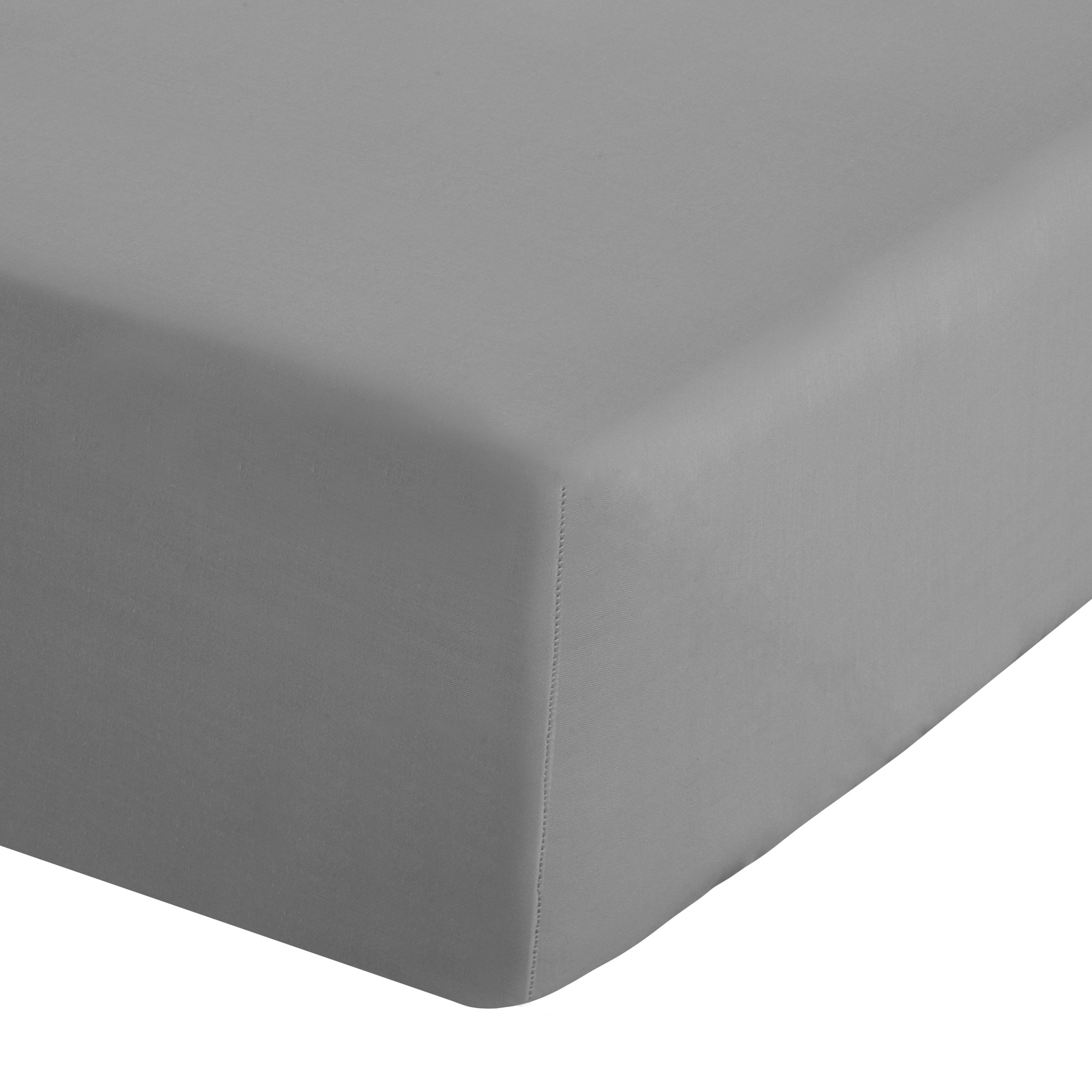 Grey - Catherine Lansfield - Easy Iron Percale Combed Extra Deep Fitted Sheet - 3
