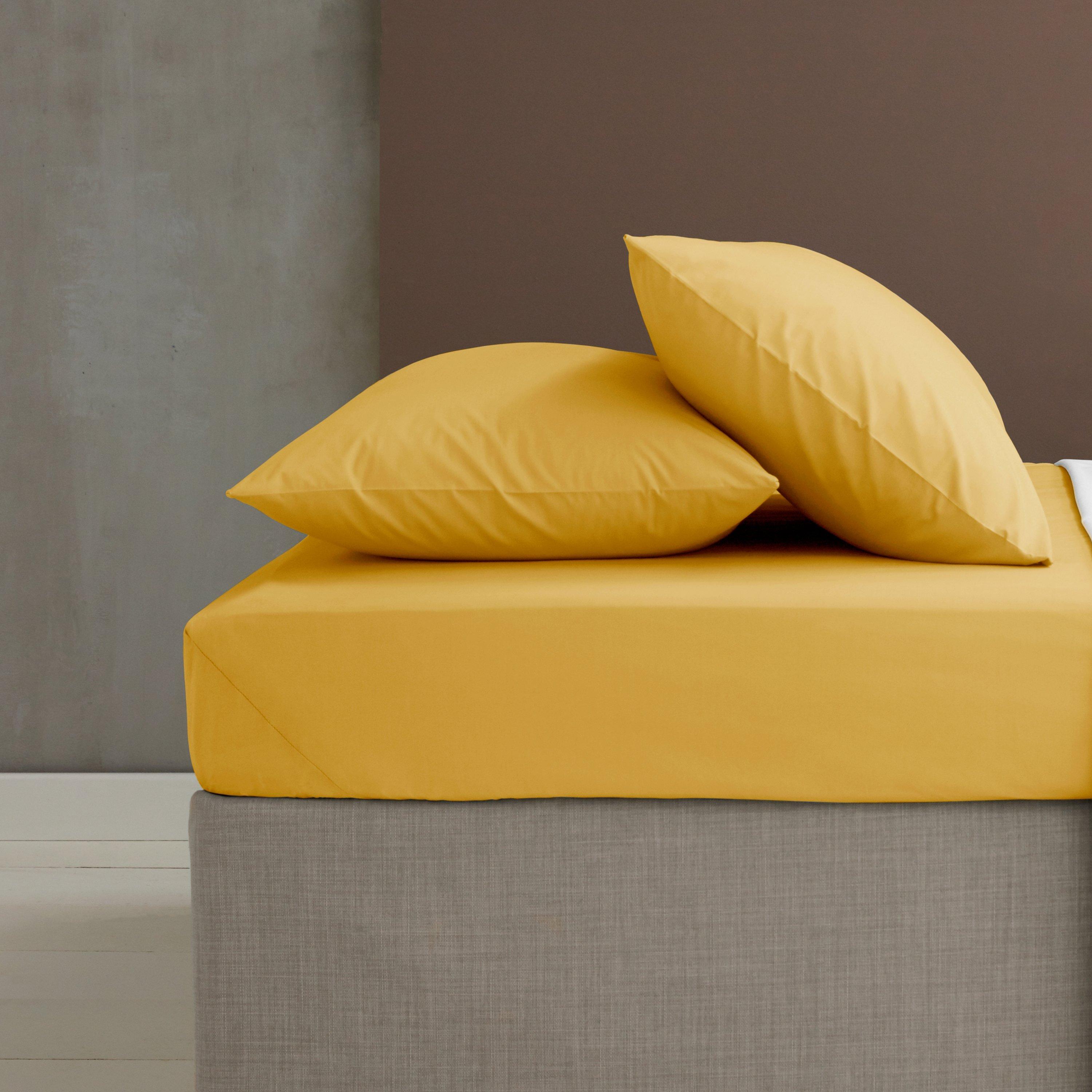 Catherine Lansfield  Easy Iron Percale Combed Extra Deep Fitted Sheet - Ochre - Double