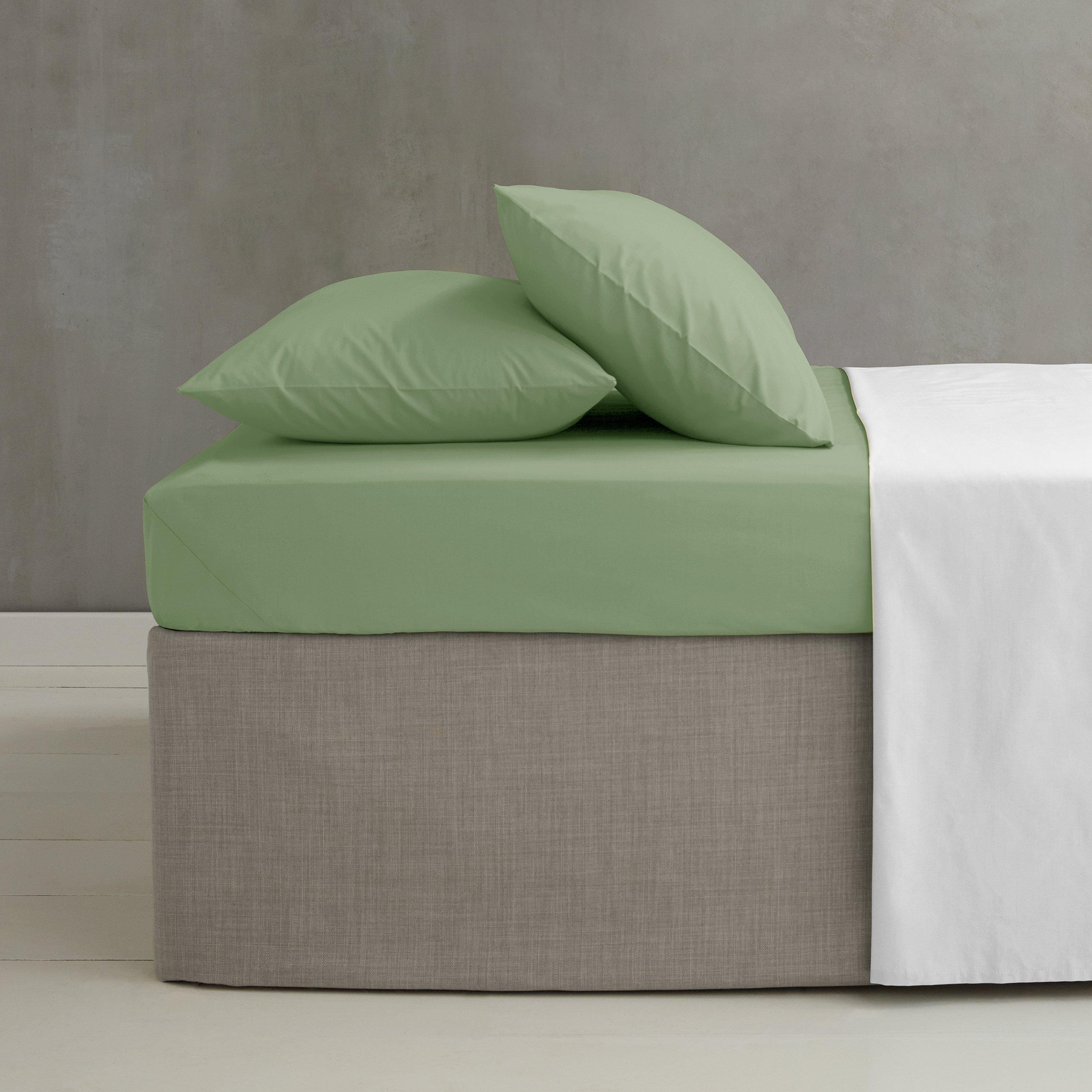 Sage Green - Catherine Lansfield - Easy Iron Percale Combed Extra Deep Fitted Sheet - 1