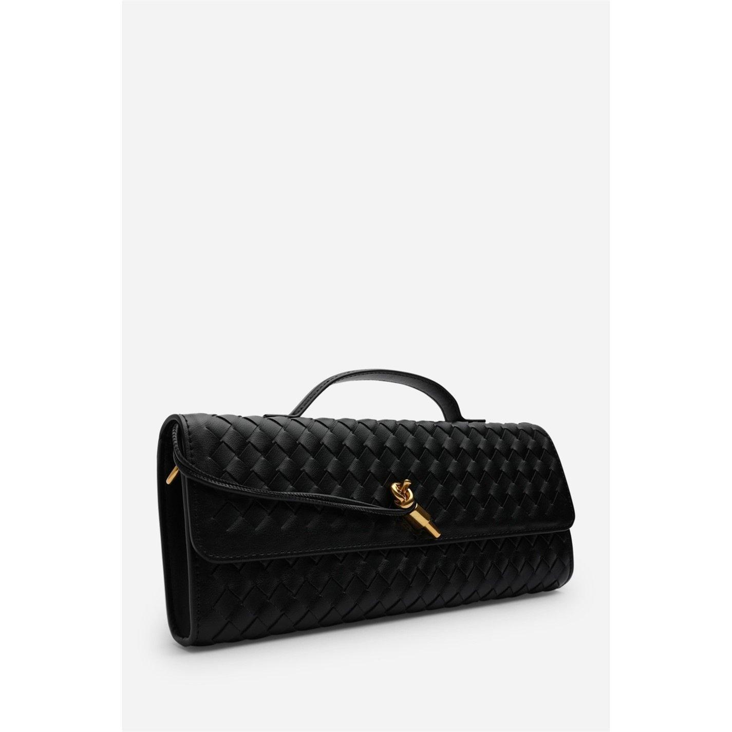 Black - Wheres That From - Envelope Style Woven Clutch Bag - 2